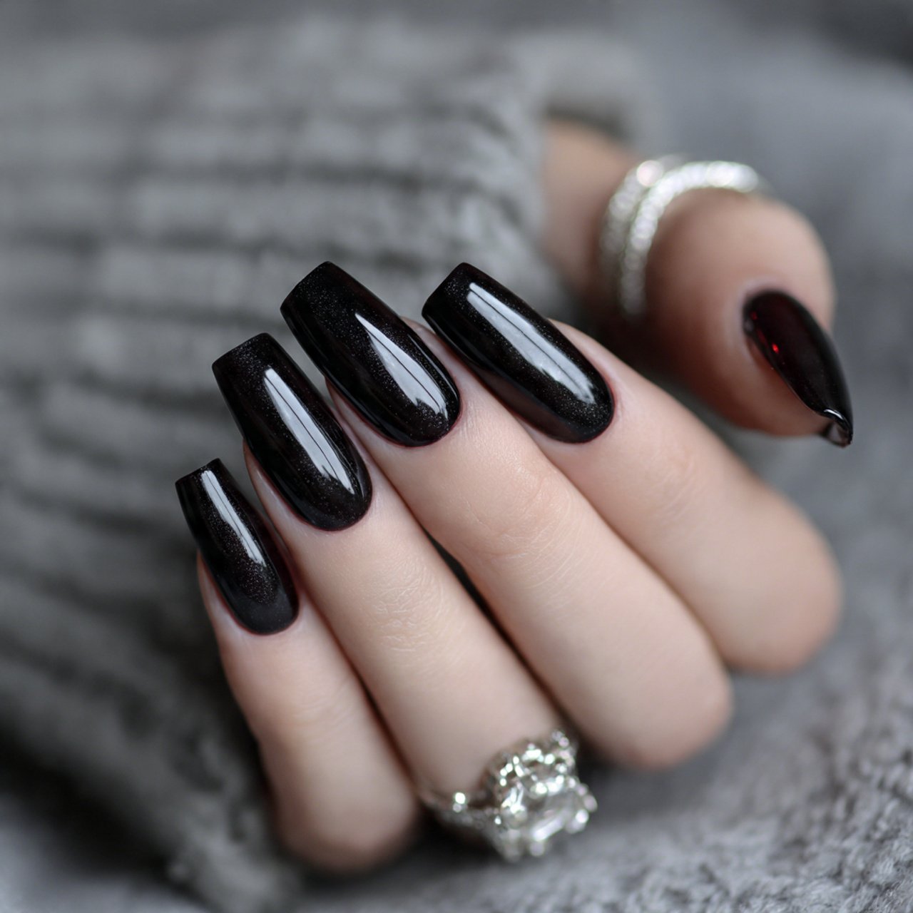 black gloss long nails gorgeous nails