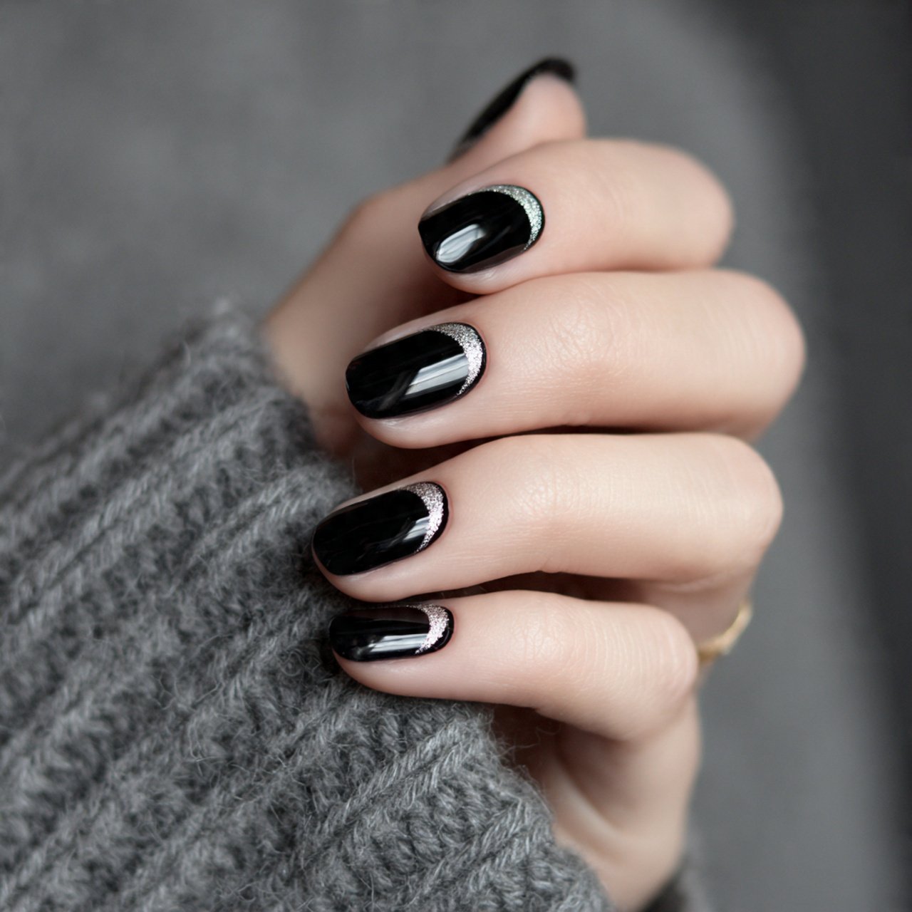 black half moon nails