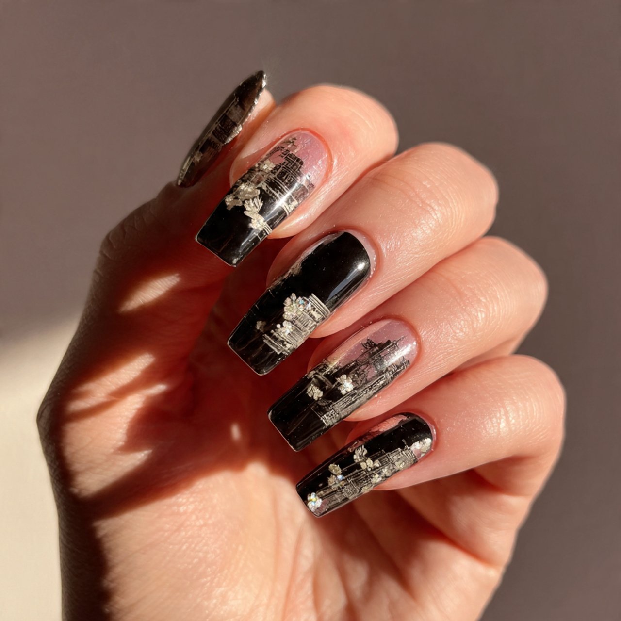 black jelly sheer nails