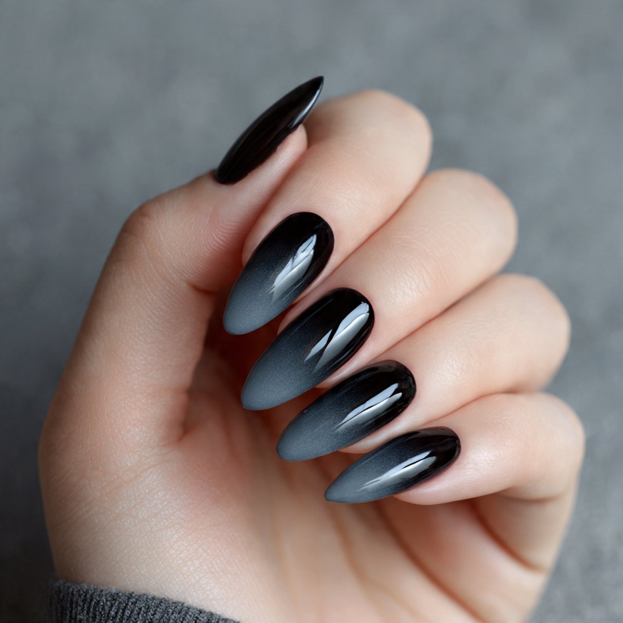 black ombre fade nails
