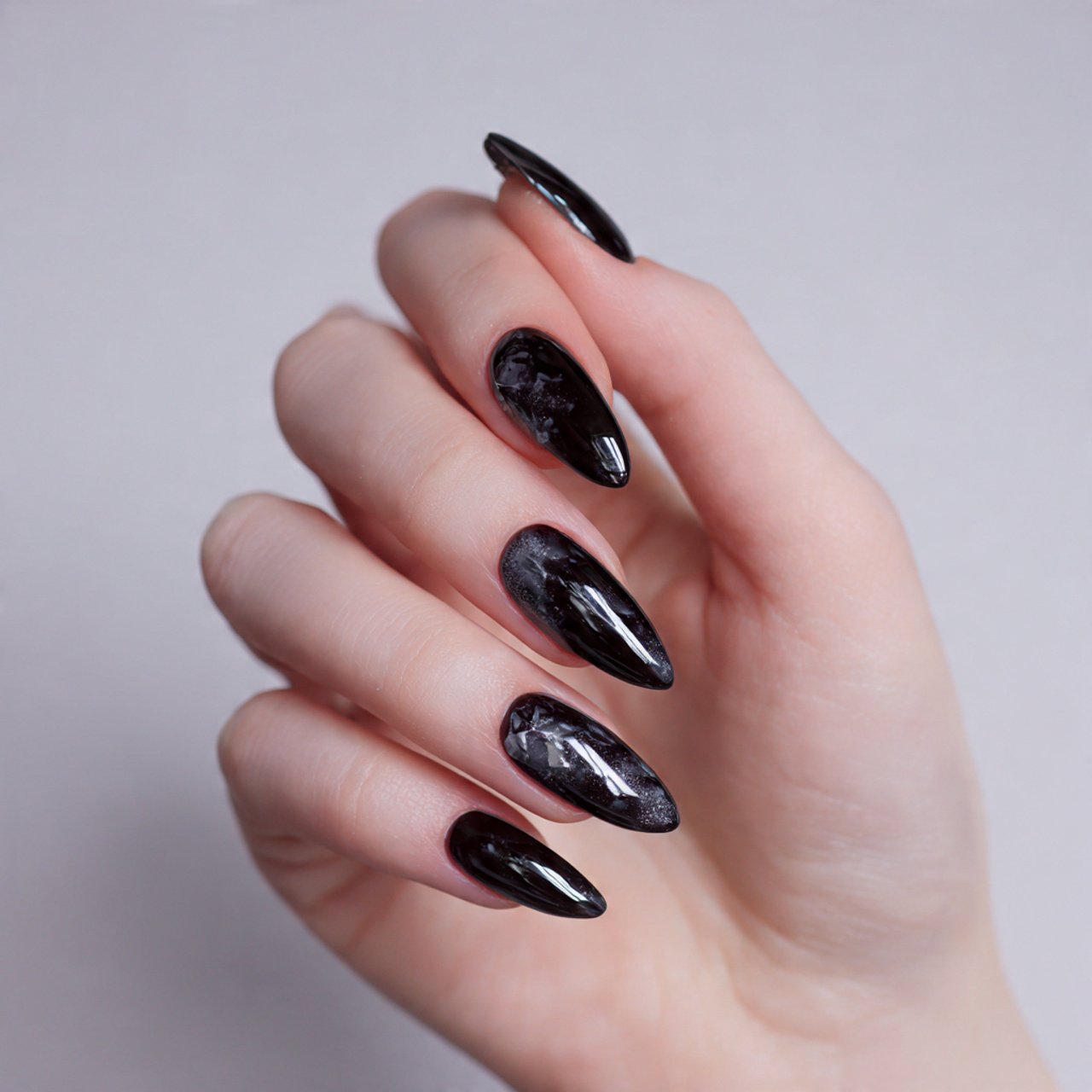 black sheer jelly nails