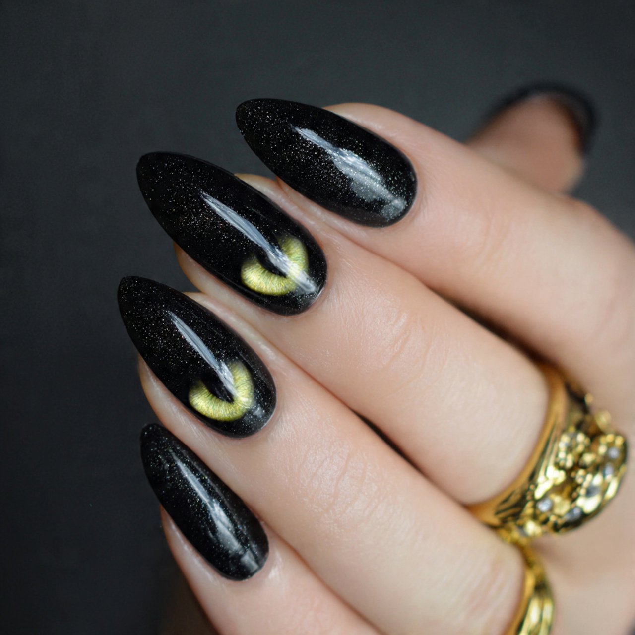 black velvet cat eye nails