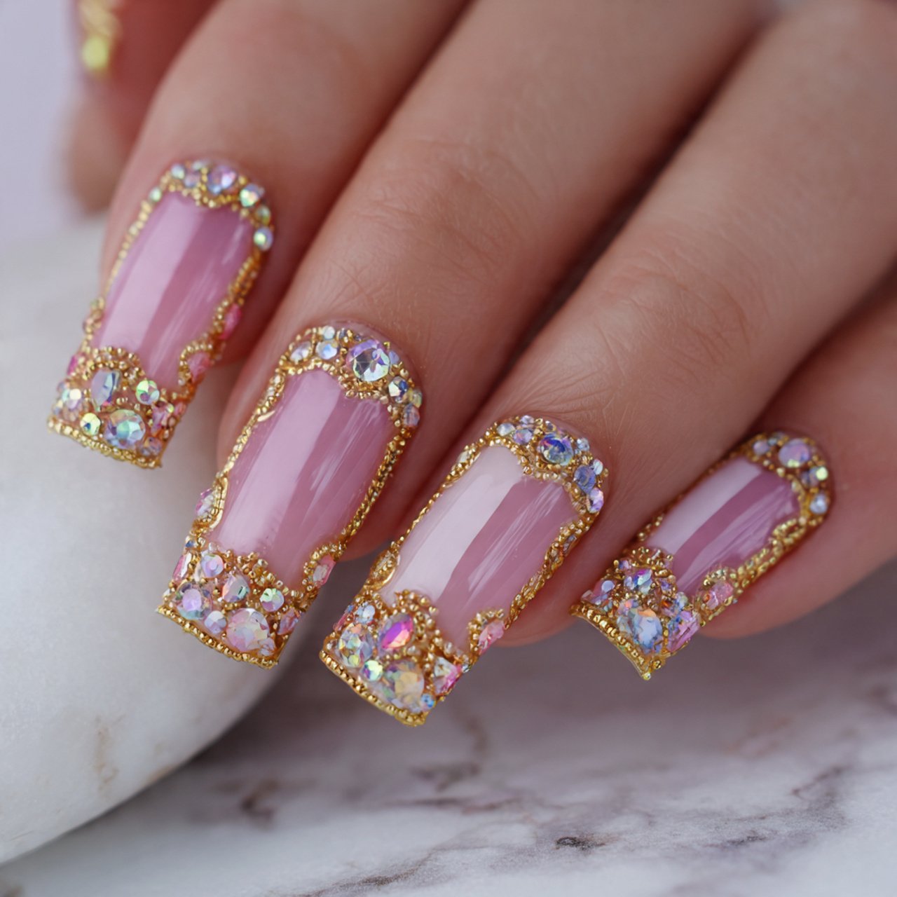 bling cuticle frame nails