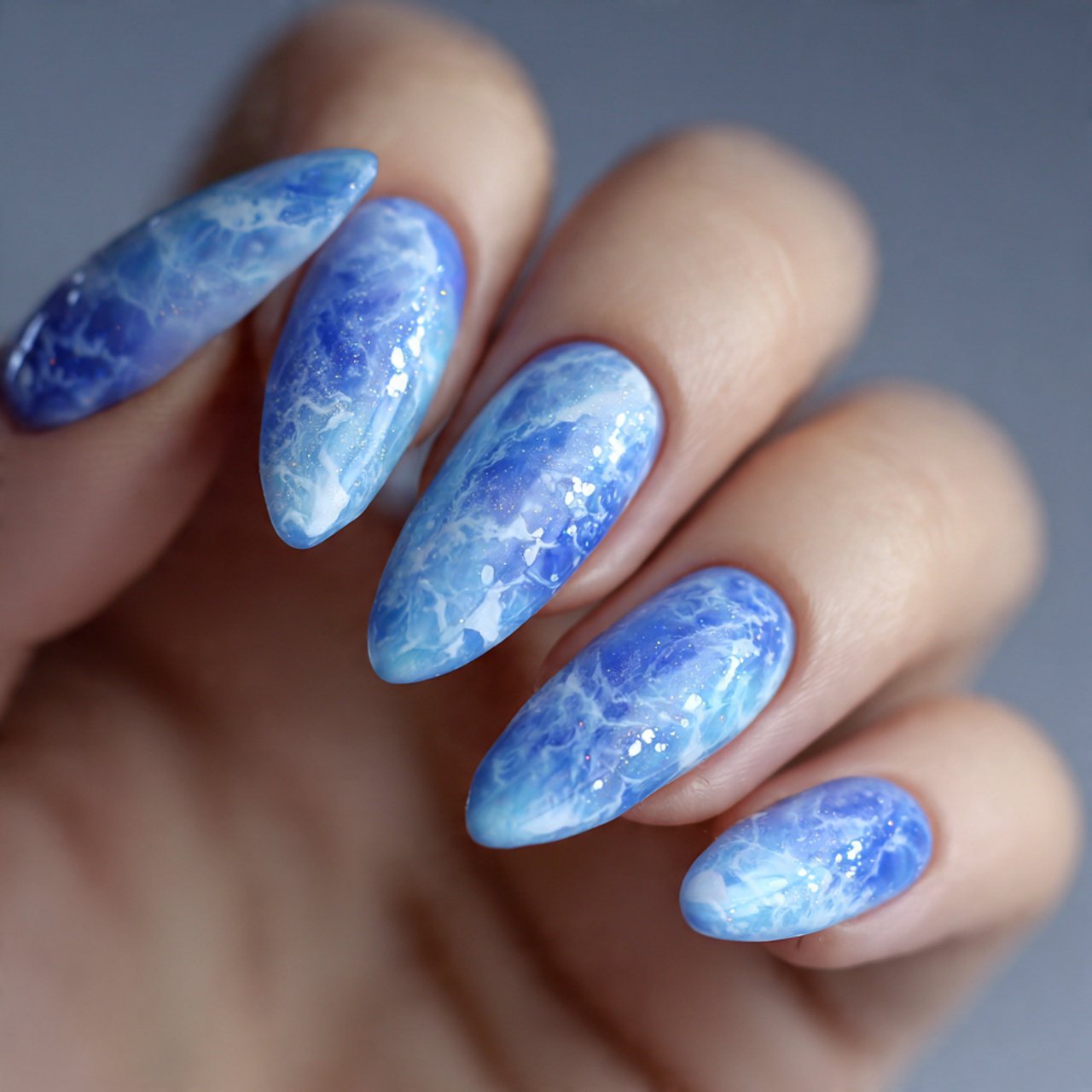 blue aura nails