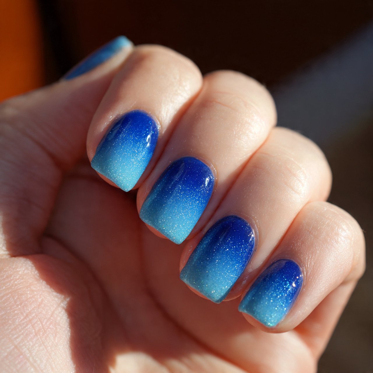 blue ombre fade nails