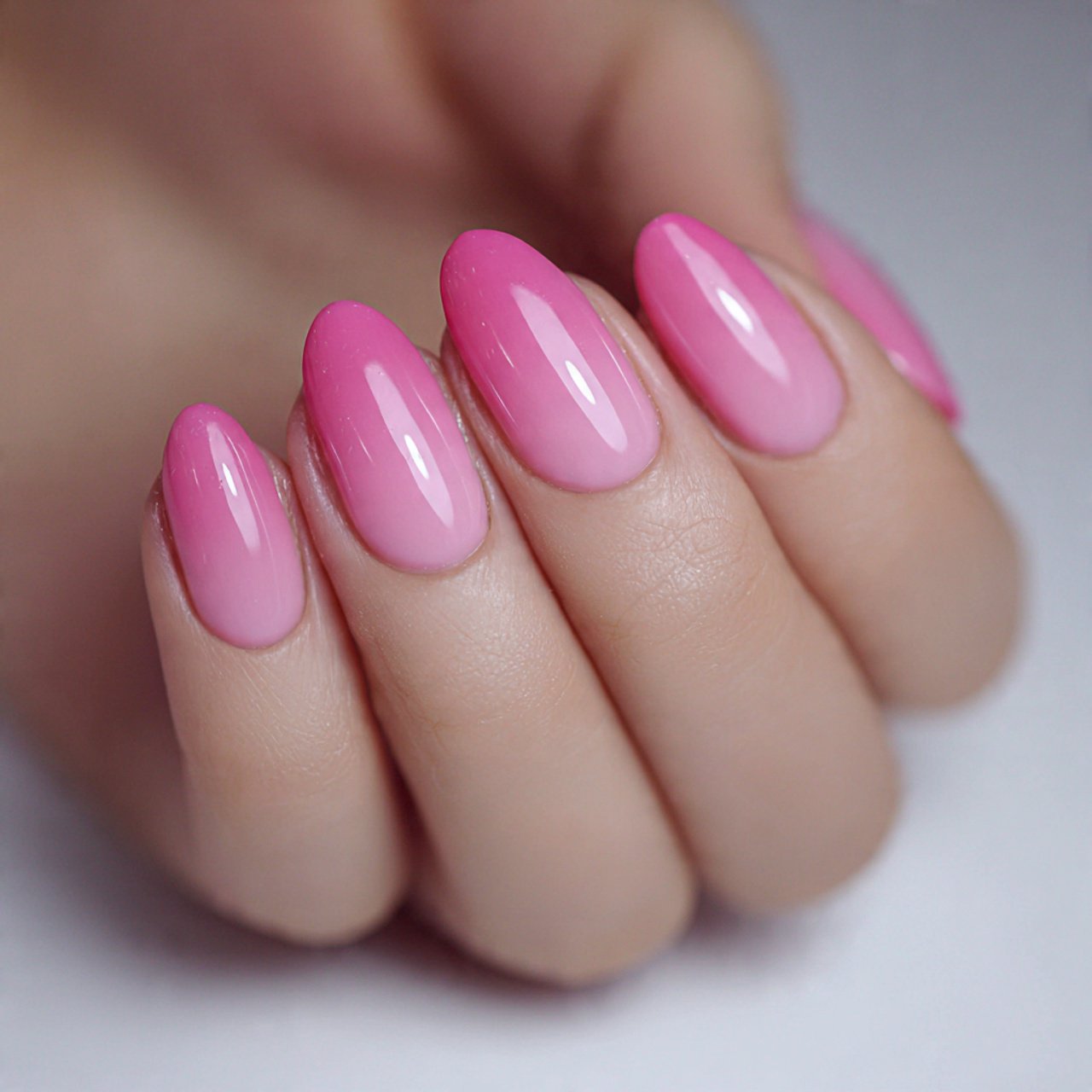 blurred pink oval nails cute look nails