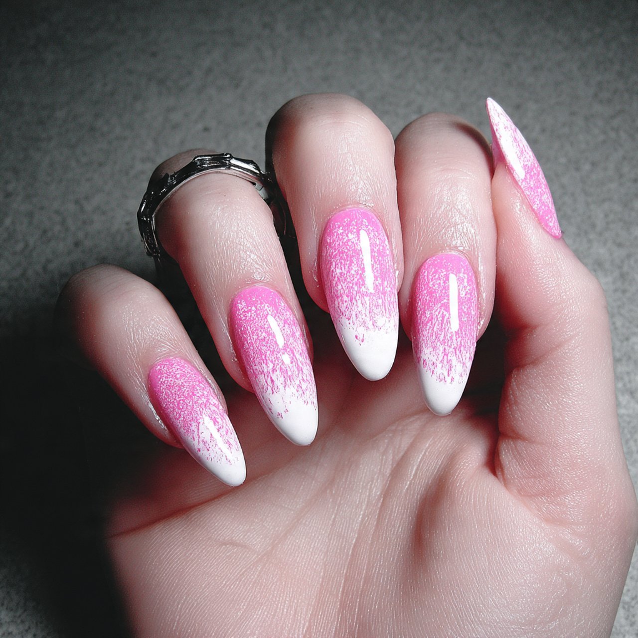 blush ombr almond nails nature look nails