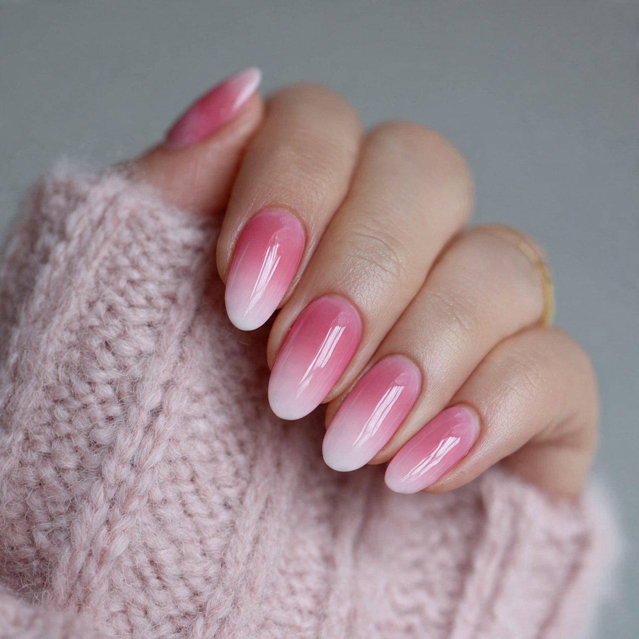 blush ombr valentines nails