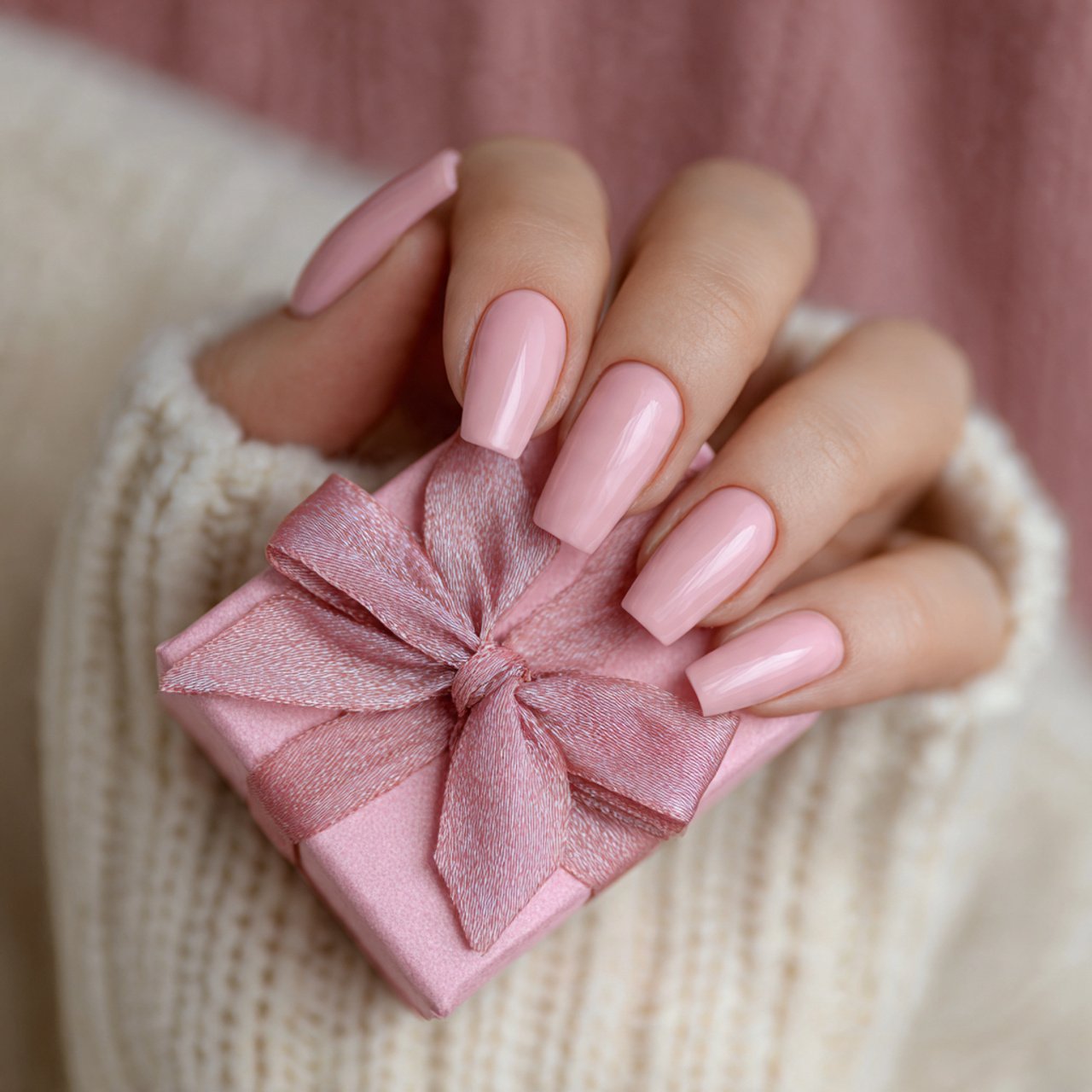 blush pink gift wrap nails