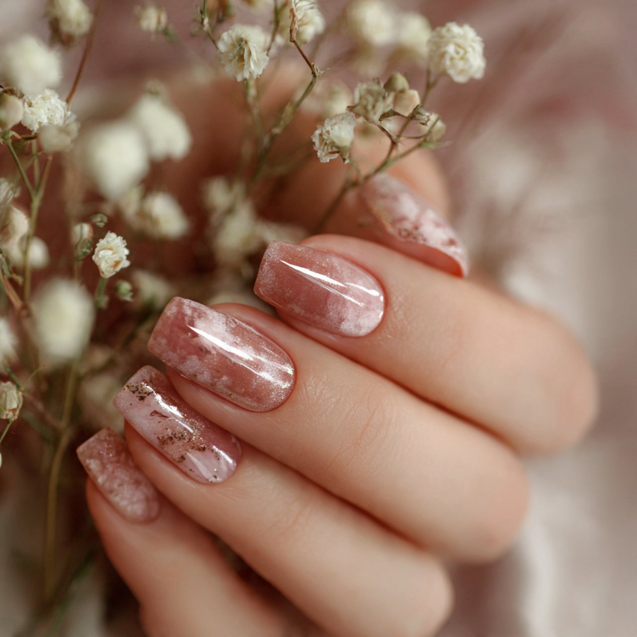 blush velvet engagement nails nature look nails