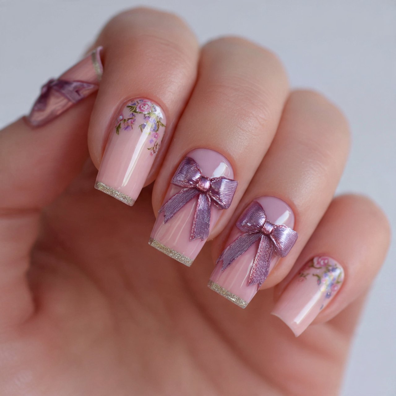 bows and ribbon accent nails flawless nails