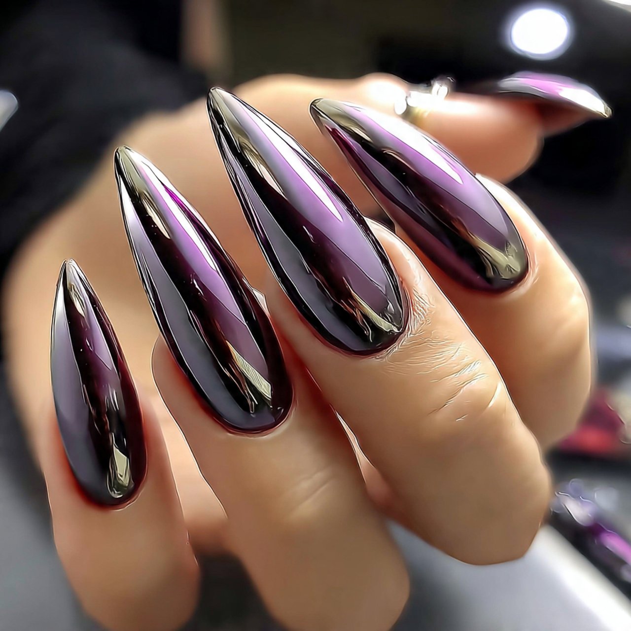 brown base with cobalt blue chrome details attract