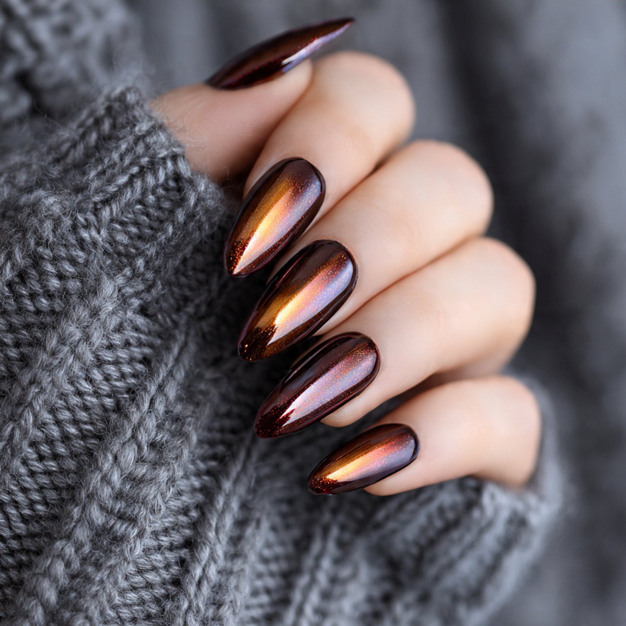 brown chrome glazed nails super nails