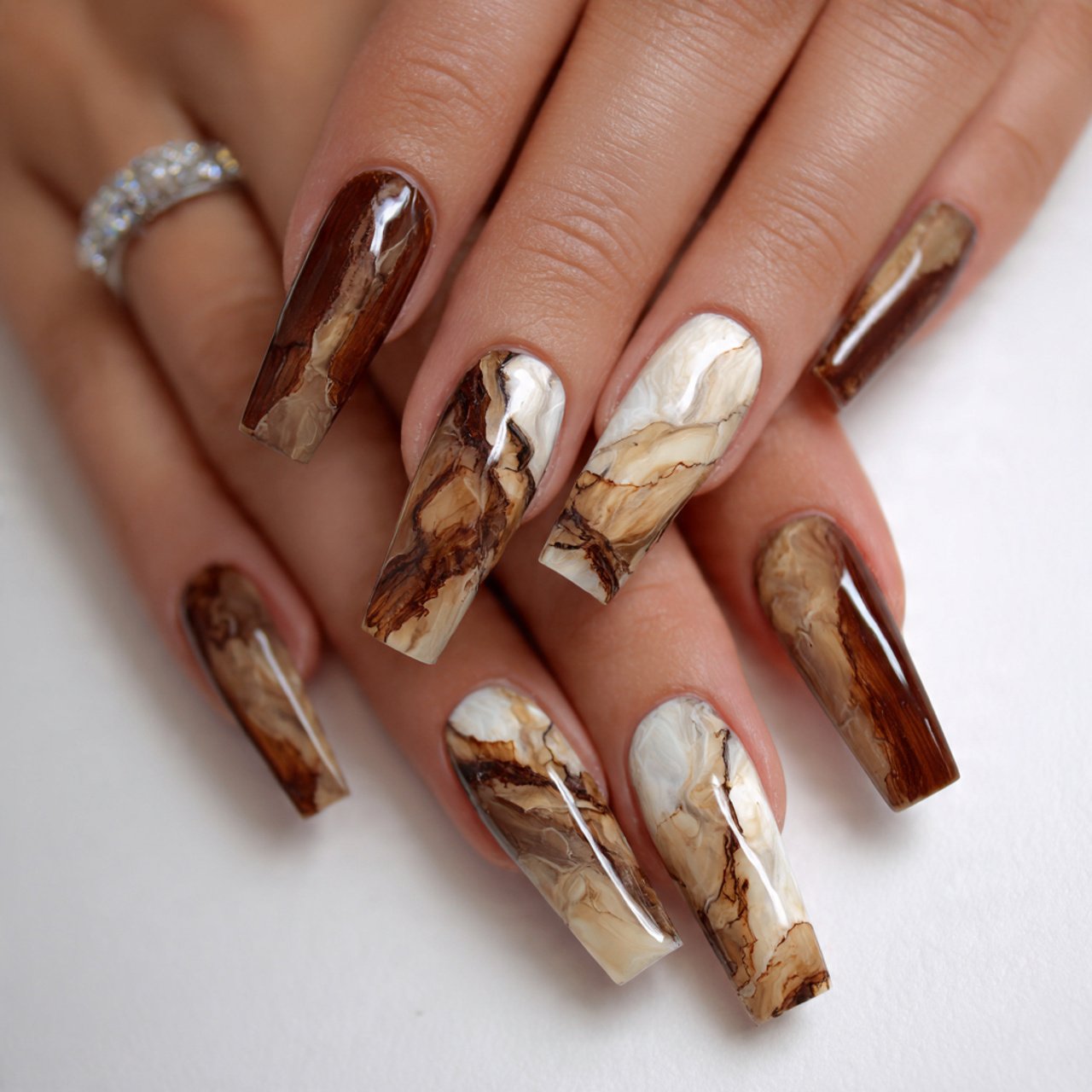 brown latte marble nails stunning nails