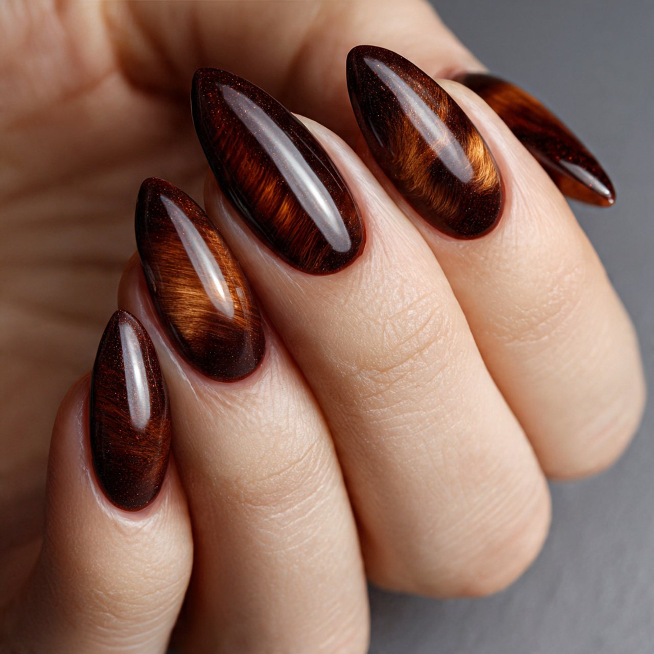brown velvet cat eye nails creative nails