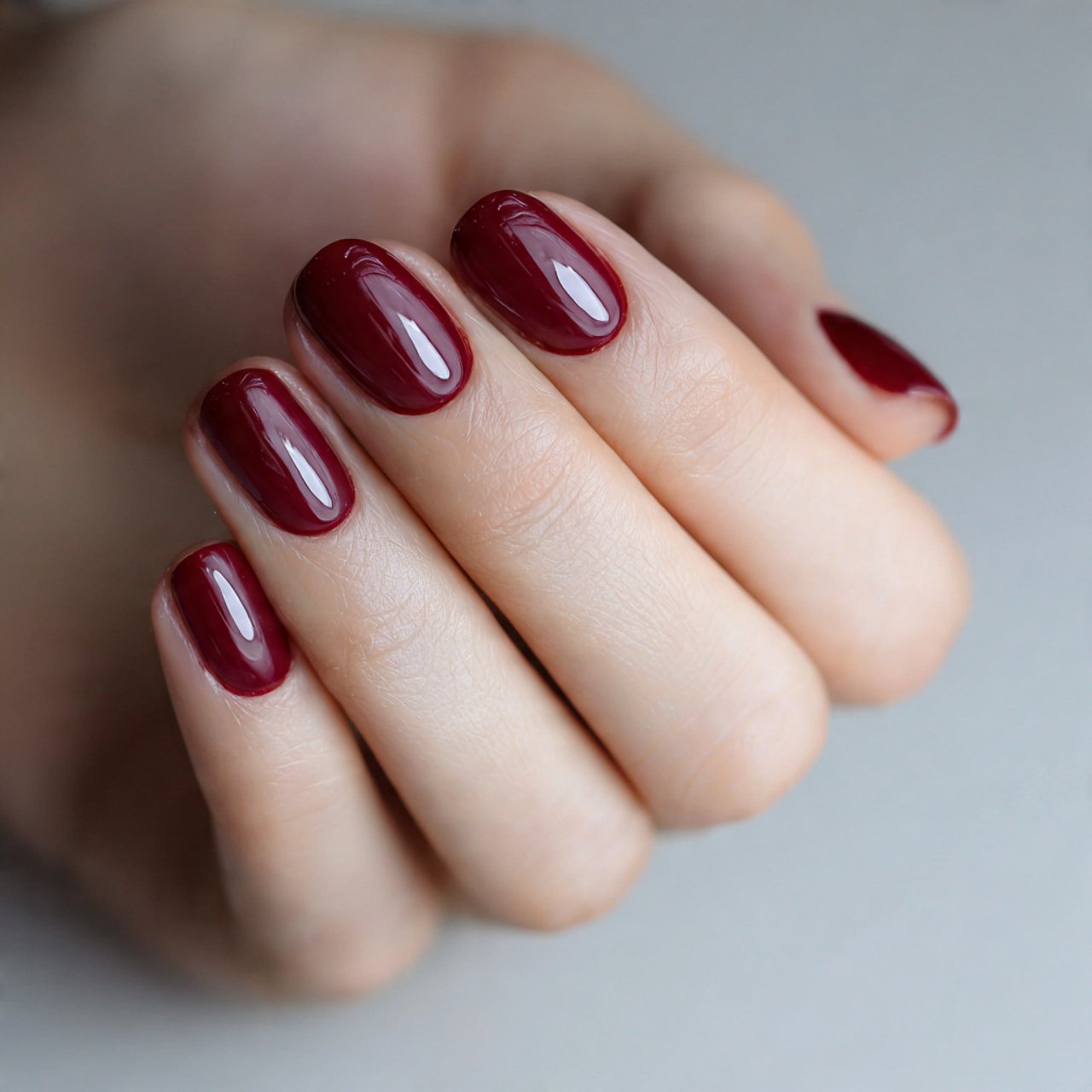 burgundy short nails