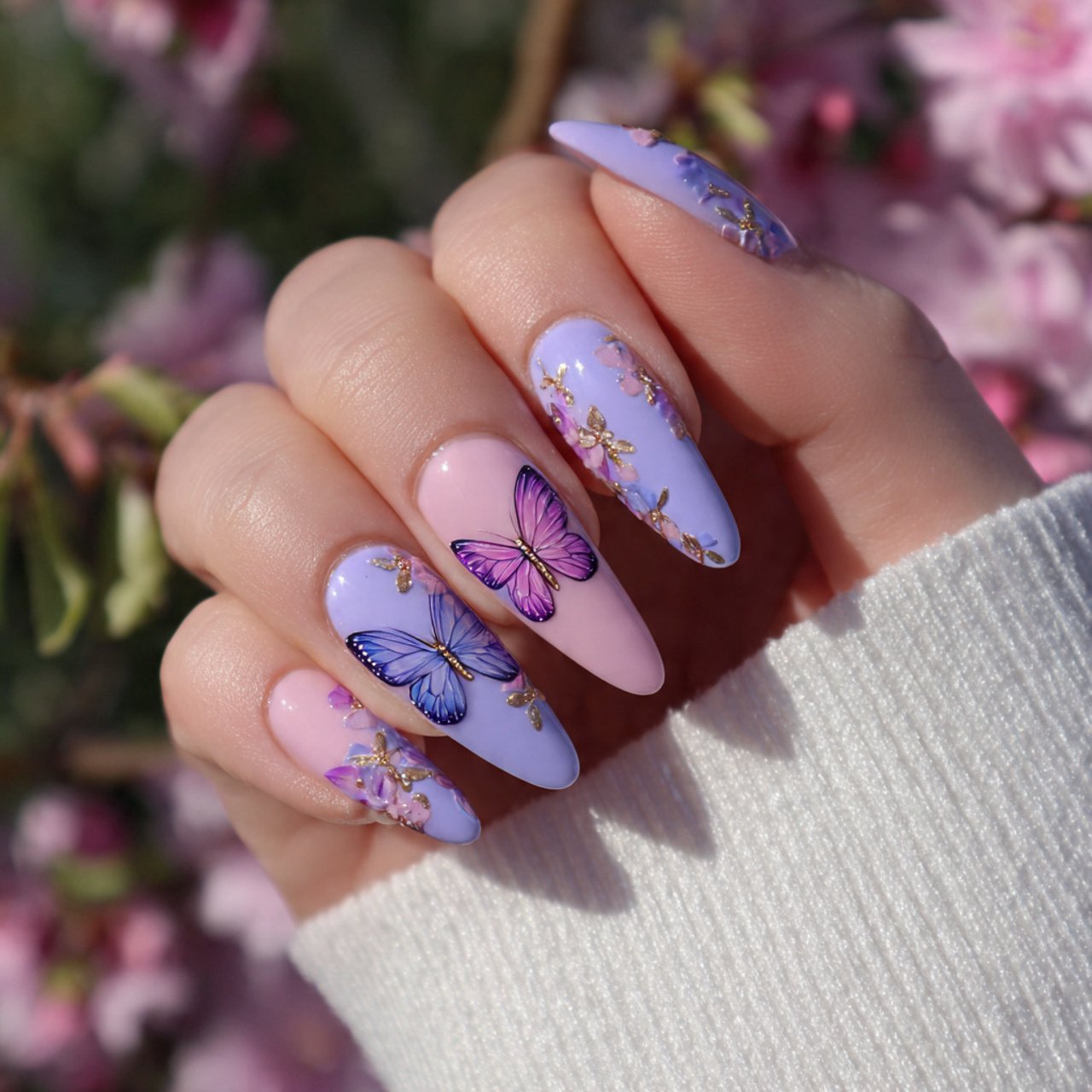 butterfly detail teen nails