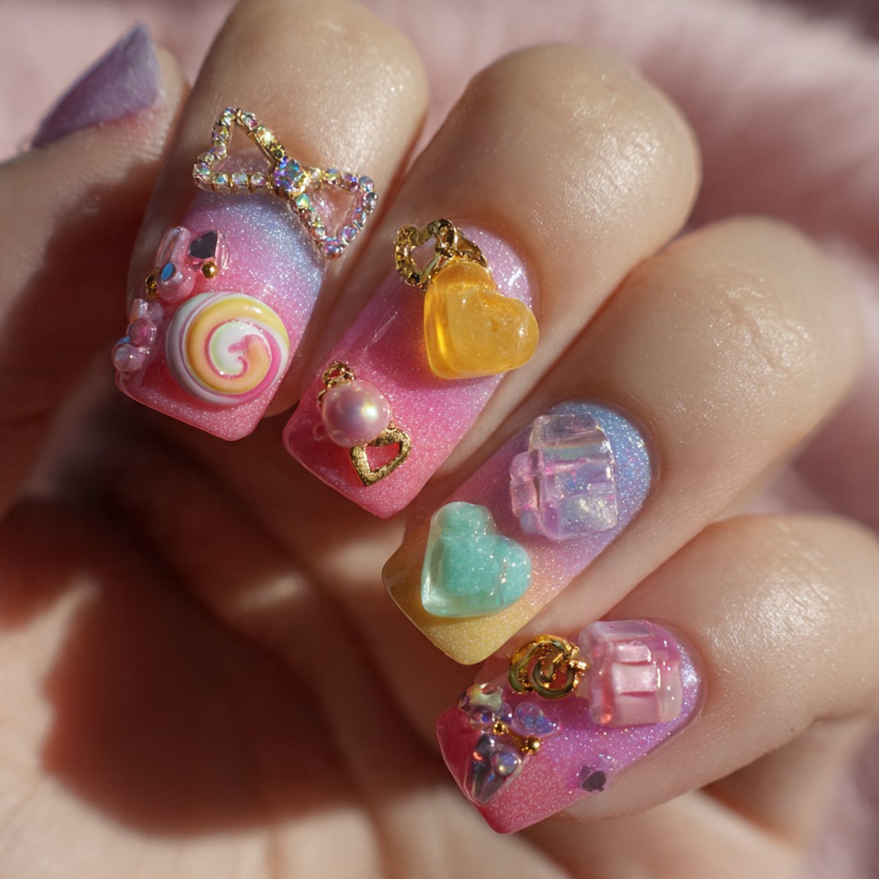 candy jelly 3d charm nails