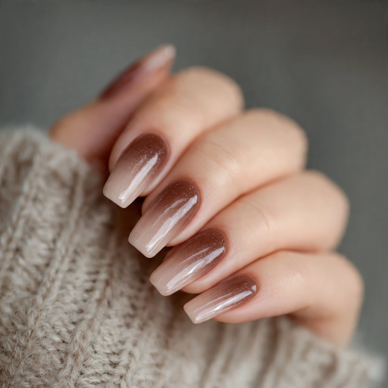 cappuccino ombre nails natural nails