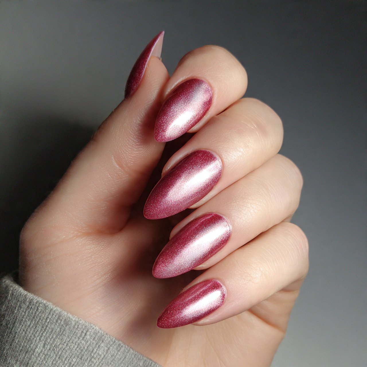 cat eye rosy gel nails