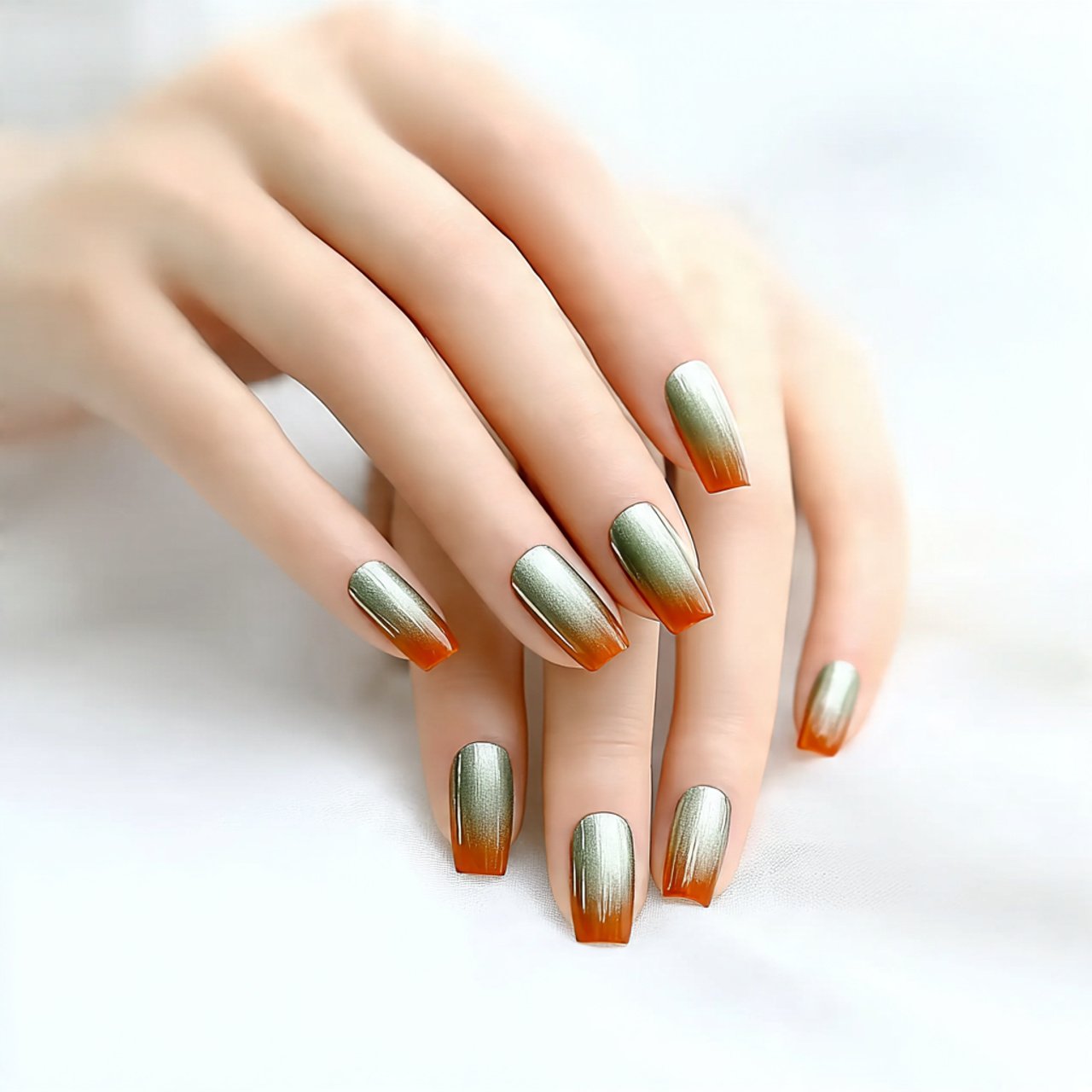 champagne chrome coffin nails nature look nails 1