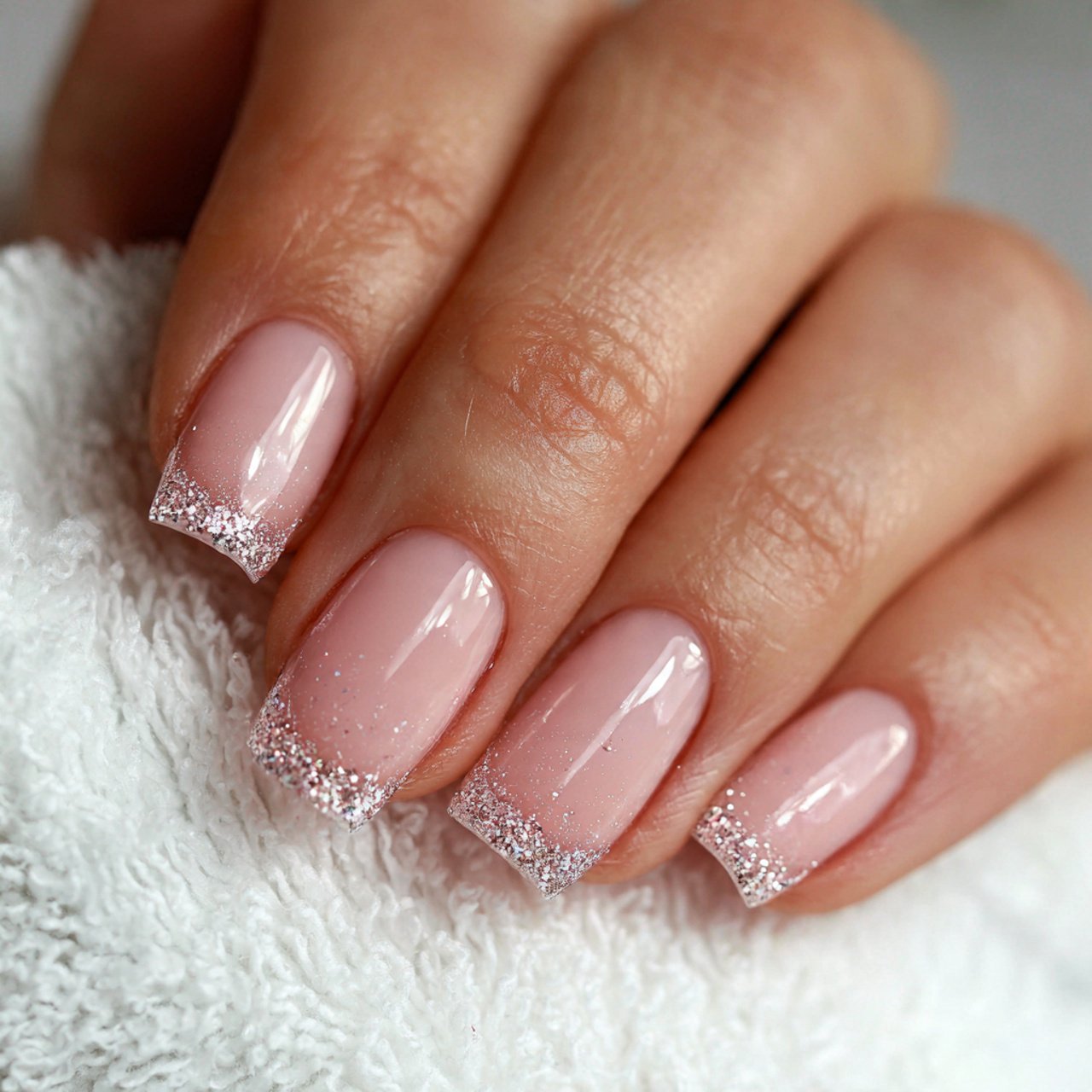 champagne shimmer french tips attractive nails