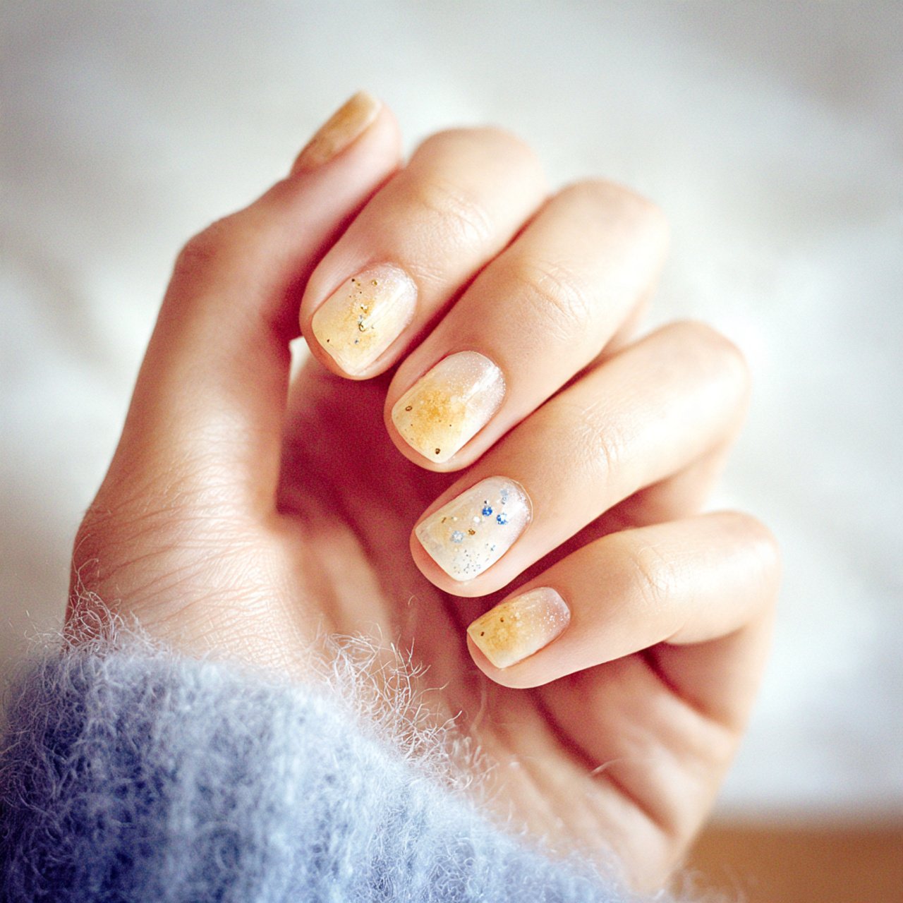 champagne shimmer short nails beautiful nails