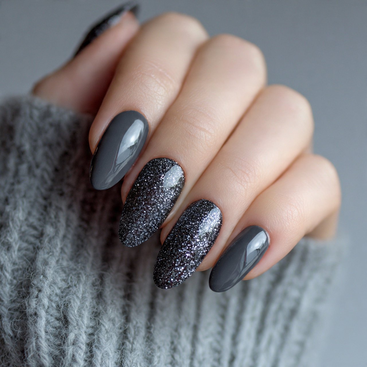 charcoal grey modern nails beautiful nails