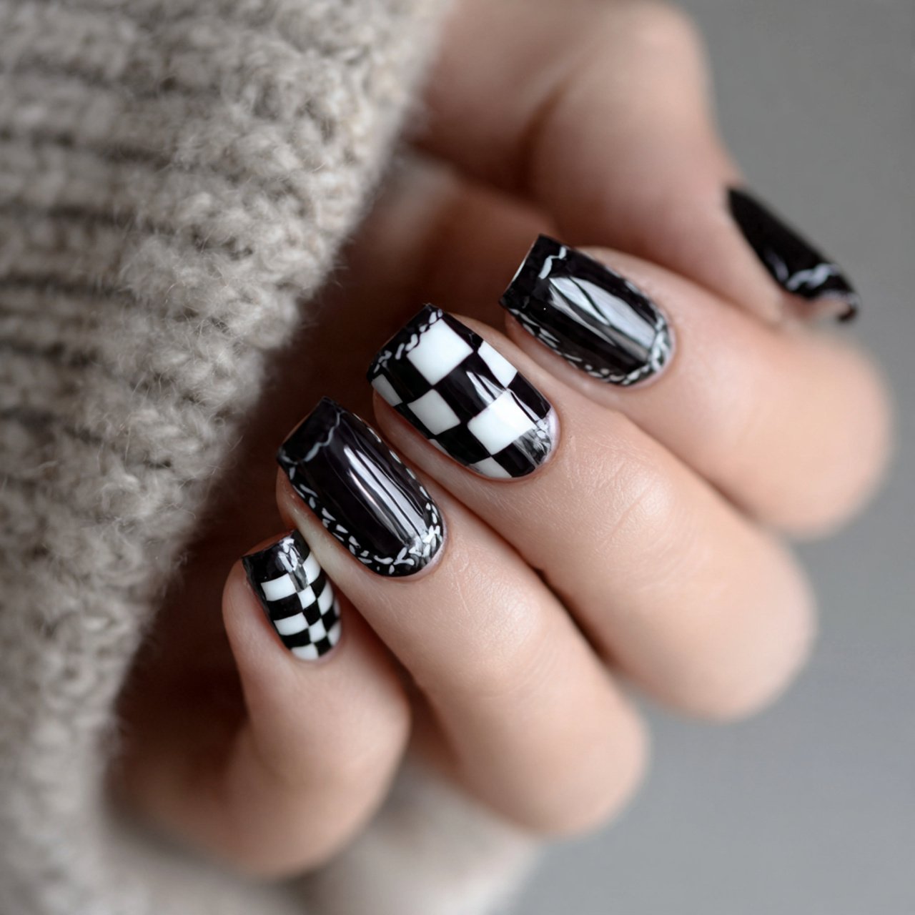 checker outline nails