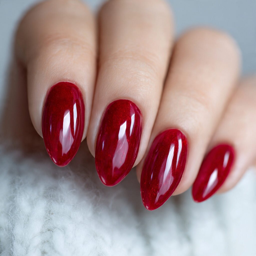 cherry red glass nails natural nails
