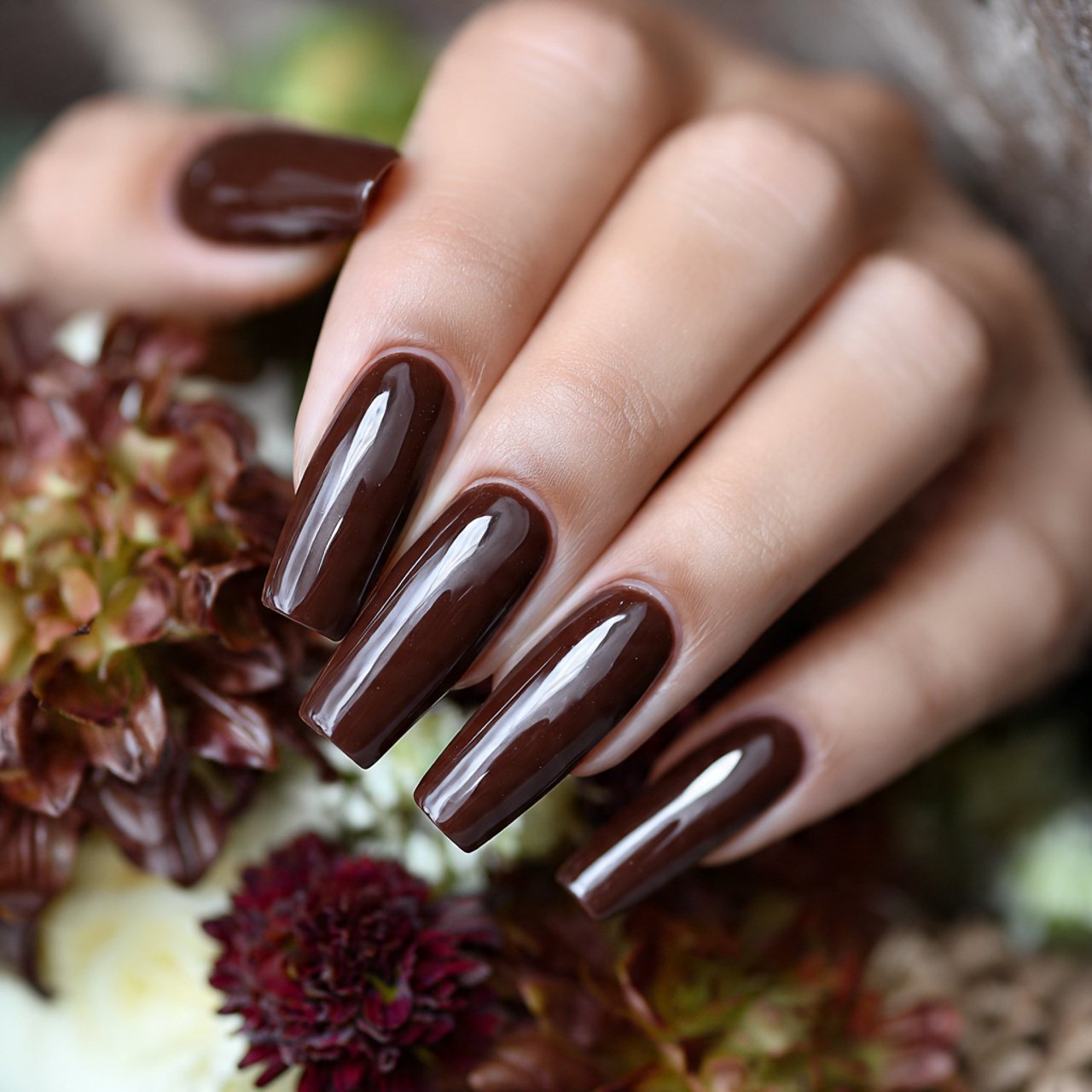 chocolate brown gloss nails stunning nails