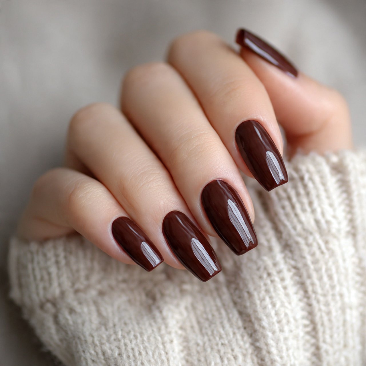 chocolate brown minimalist nails
