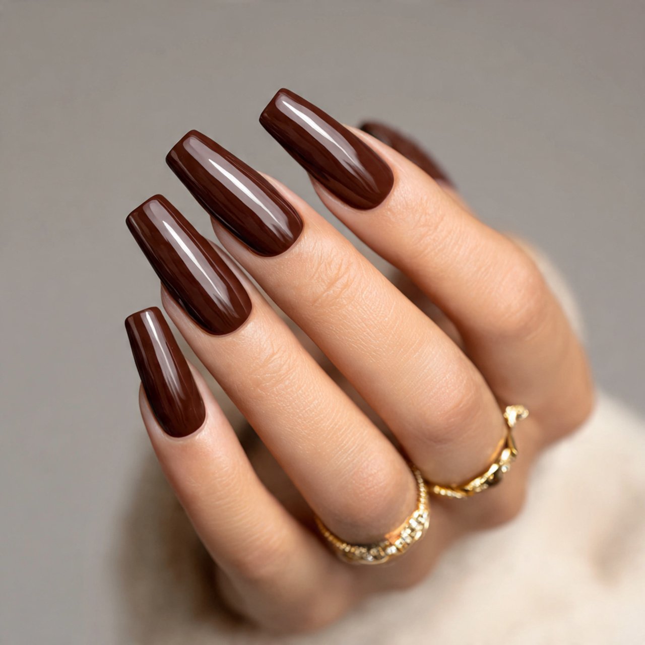 chocolate gloss short coffin nails