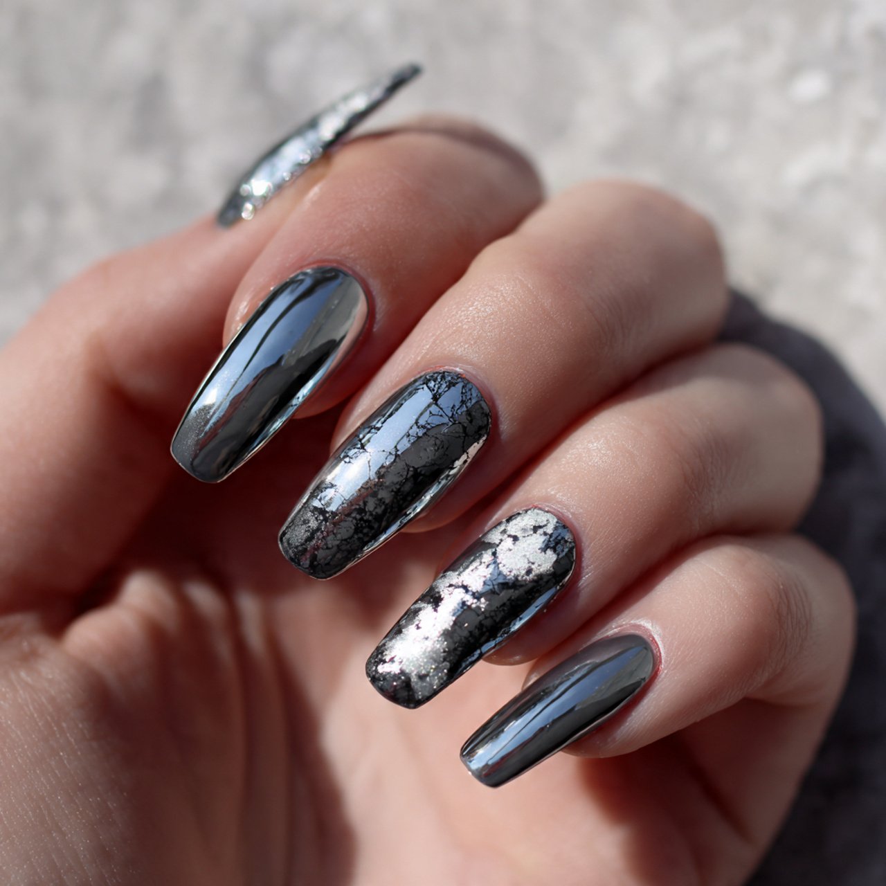 chrome accent nails