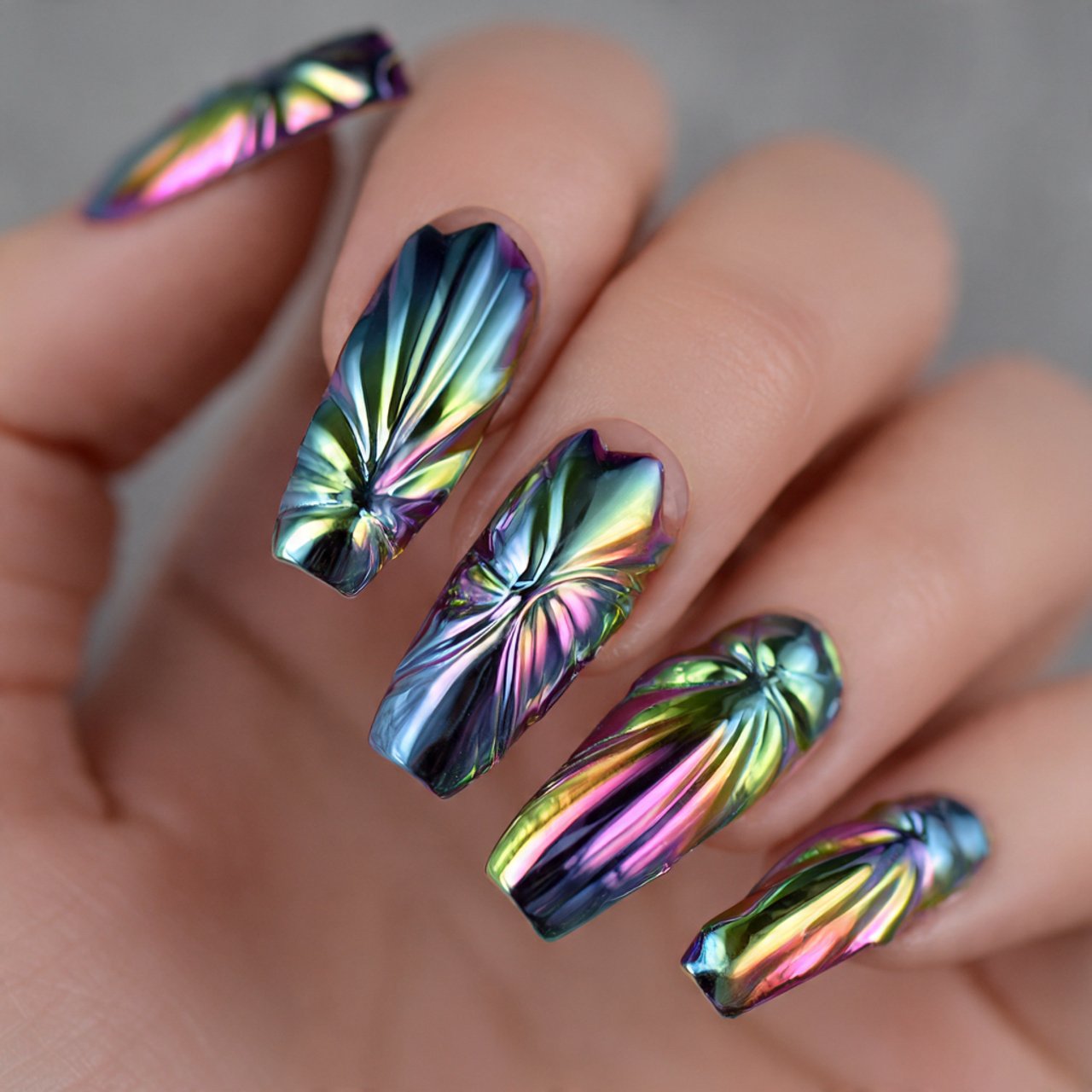 chrome ripple 3d nail art nails image