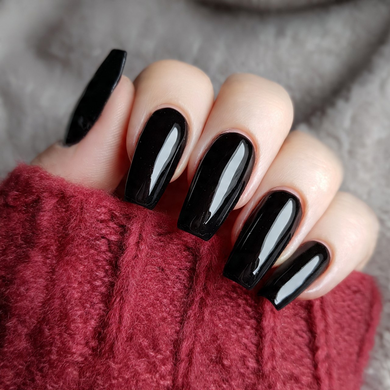 classic coffin nails with glossy finish attractive