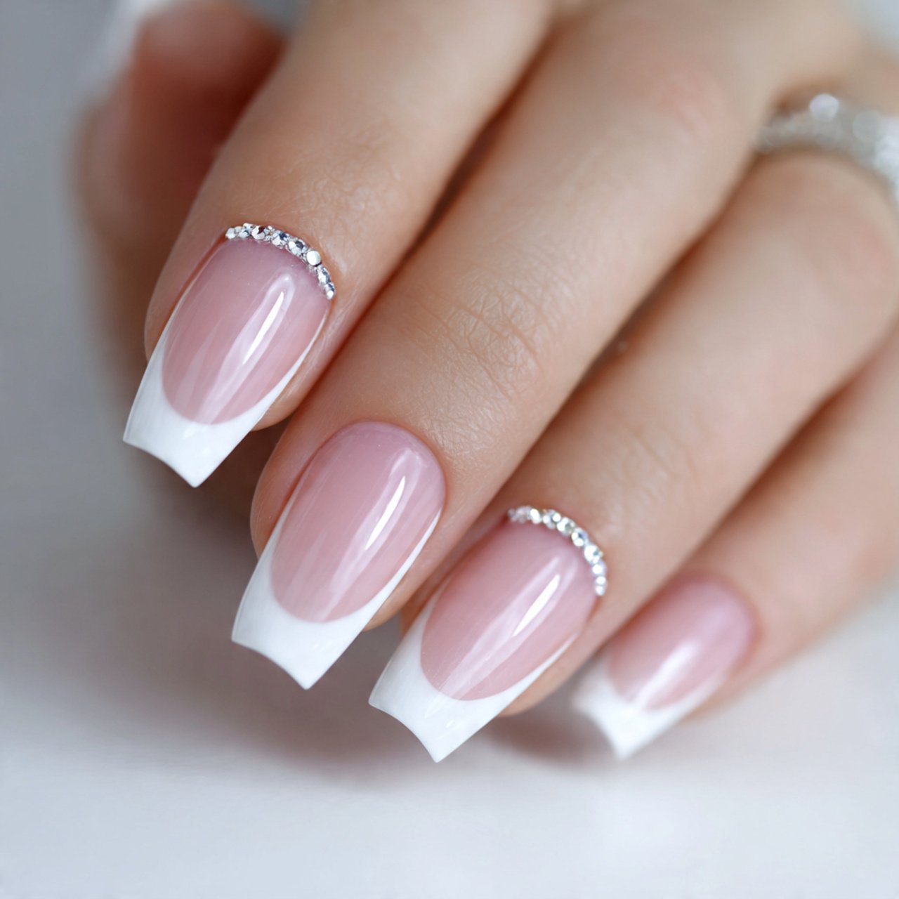 classic crisp white coffin french stunning nails