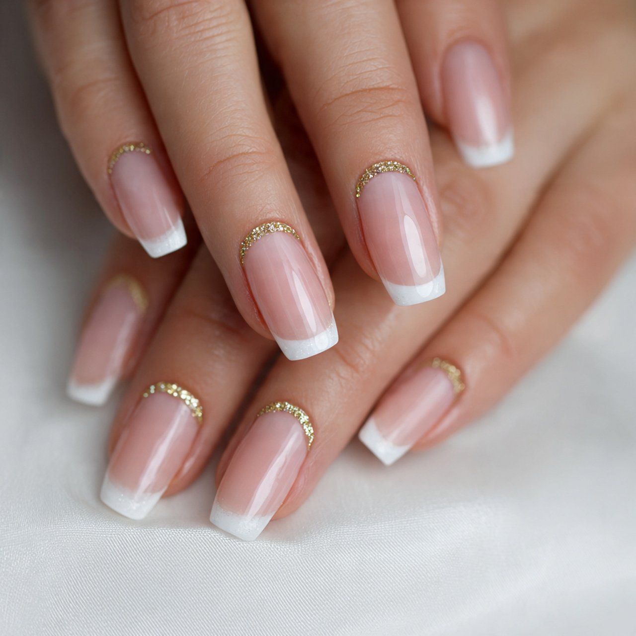 classic french tip graduation nails