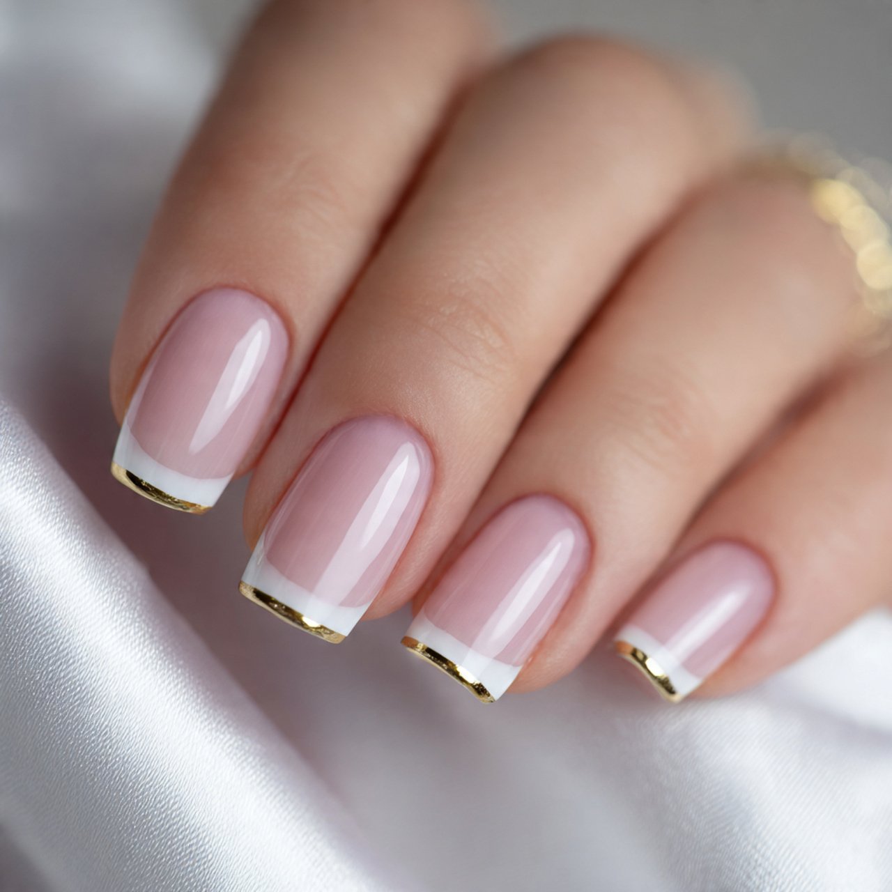 classic french tip prom nails