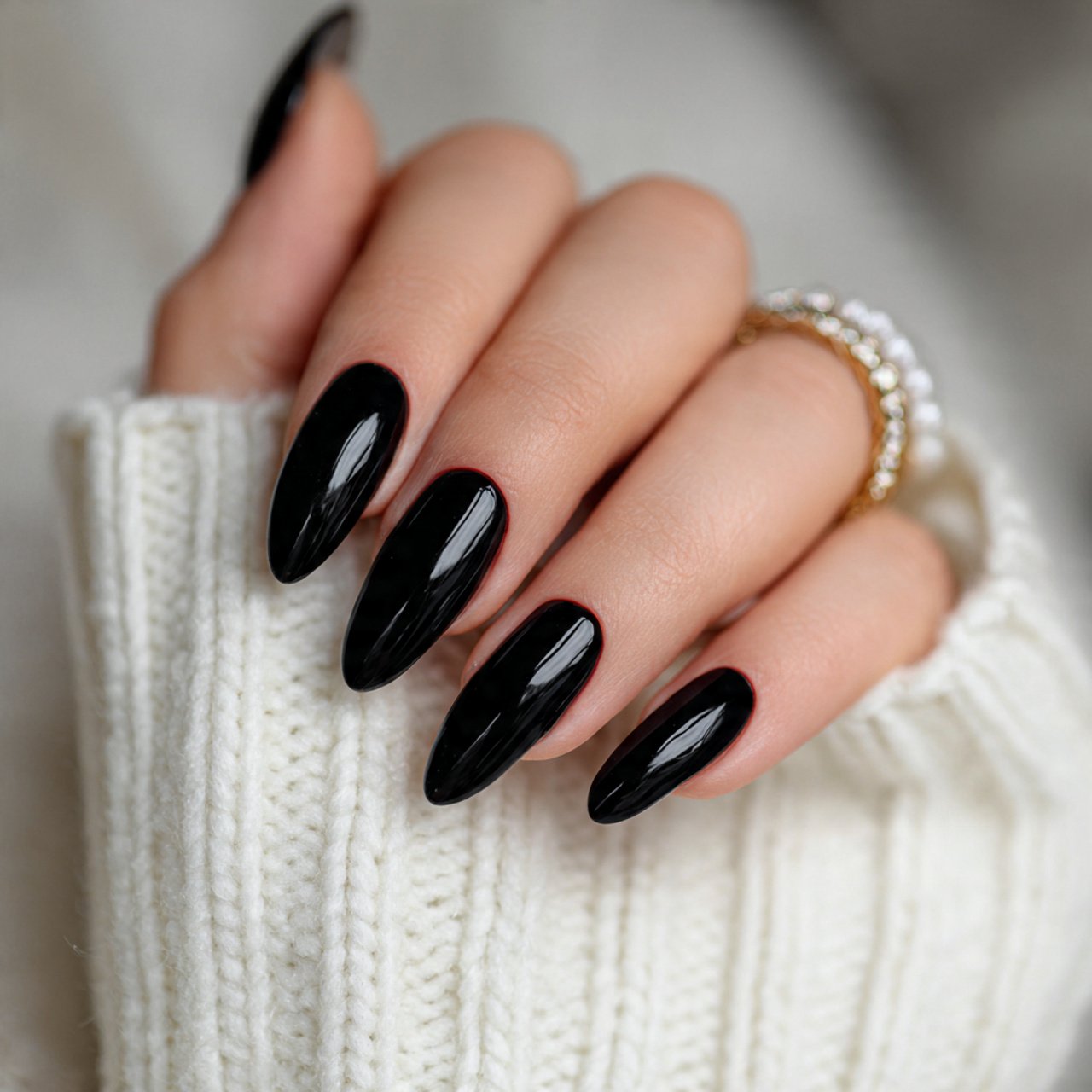 classic glossy black nails
