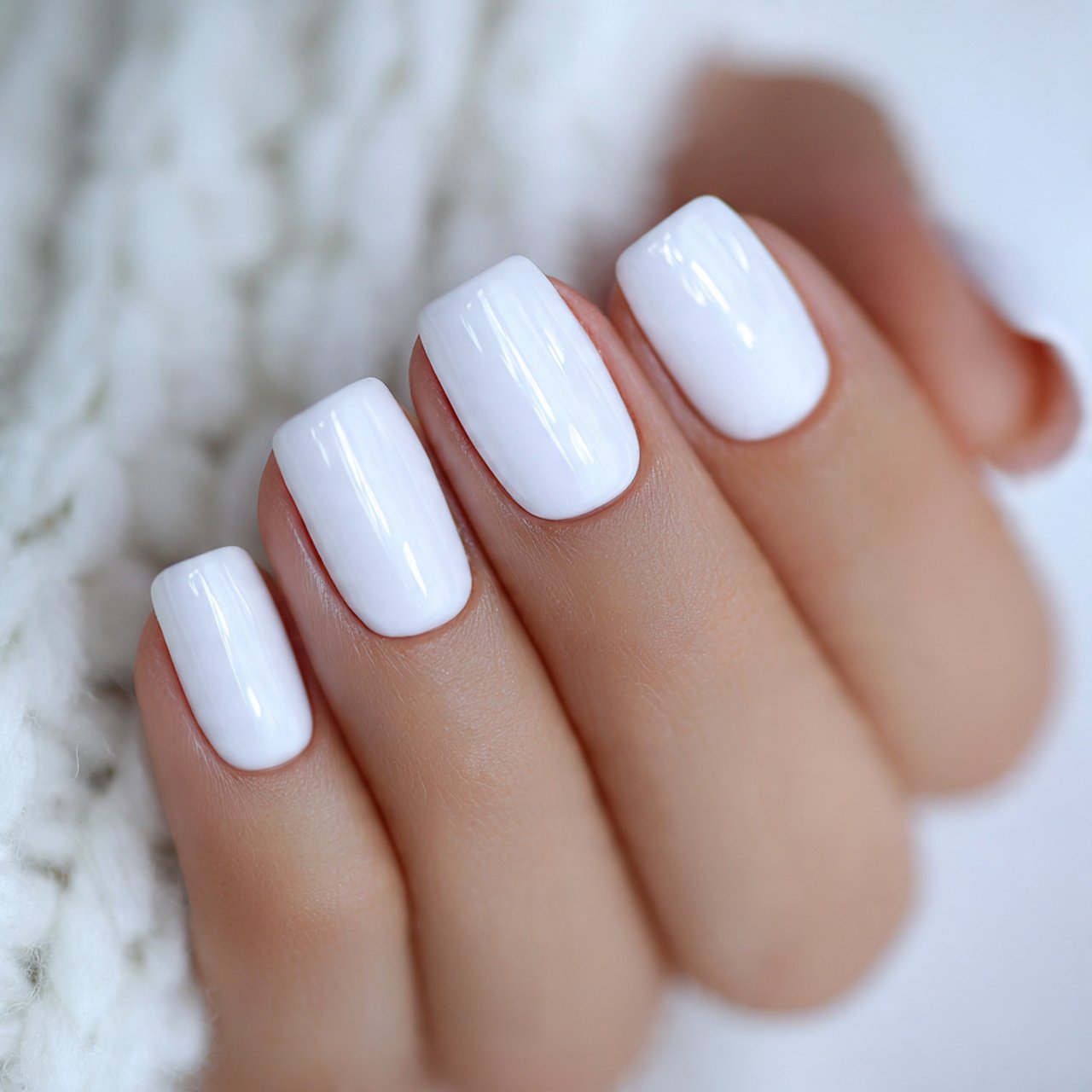 classic glossy pure white nails nature look nails