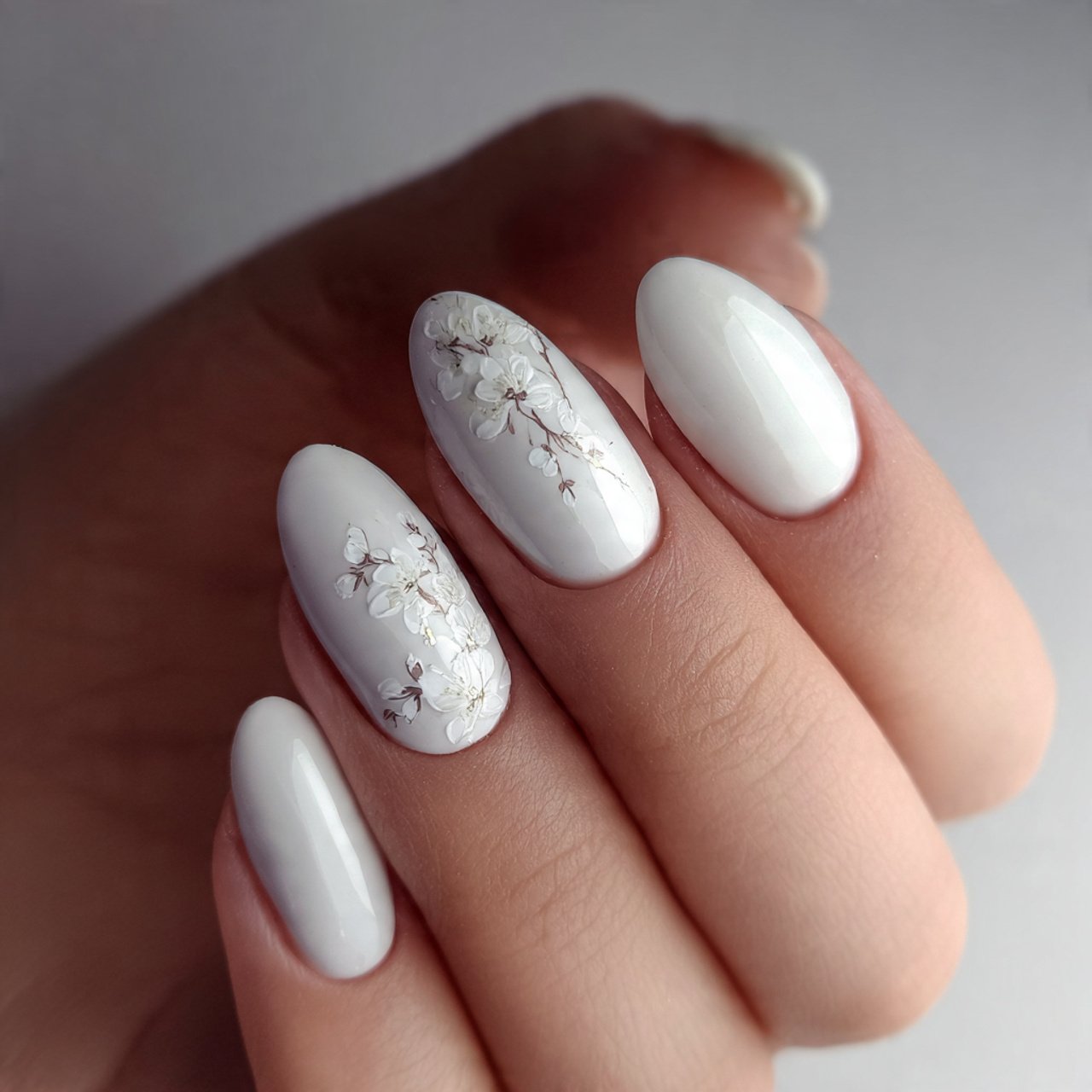 classic glossy white nails nature looks nails