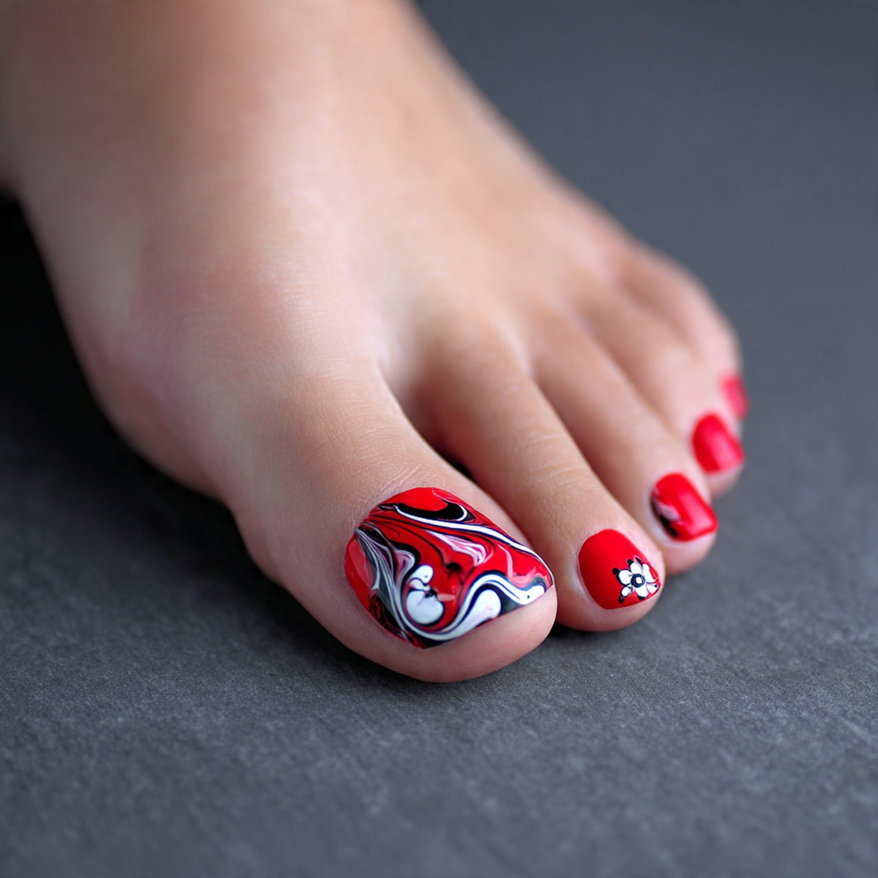 classic red toe nail designs