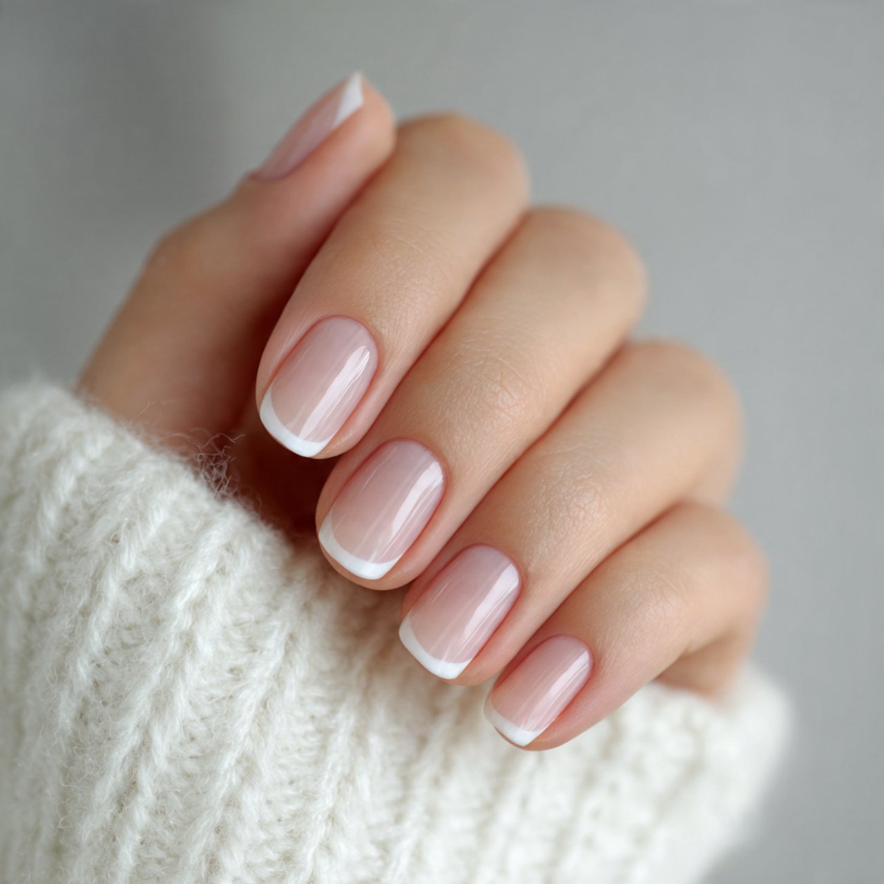 classic soft white french manicure nature look nai