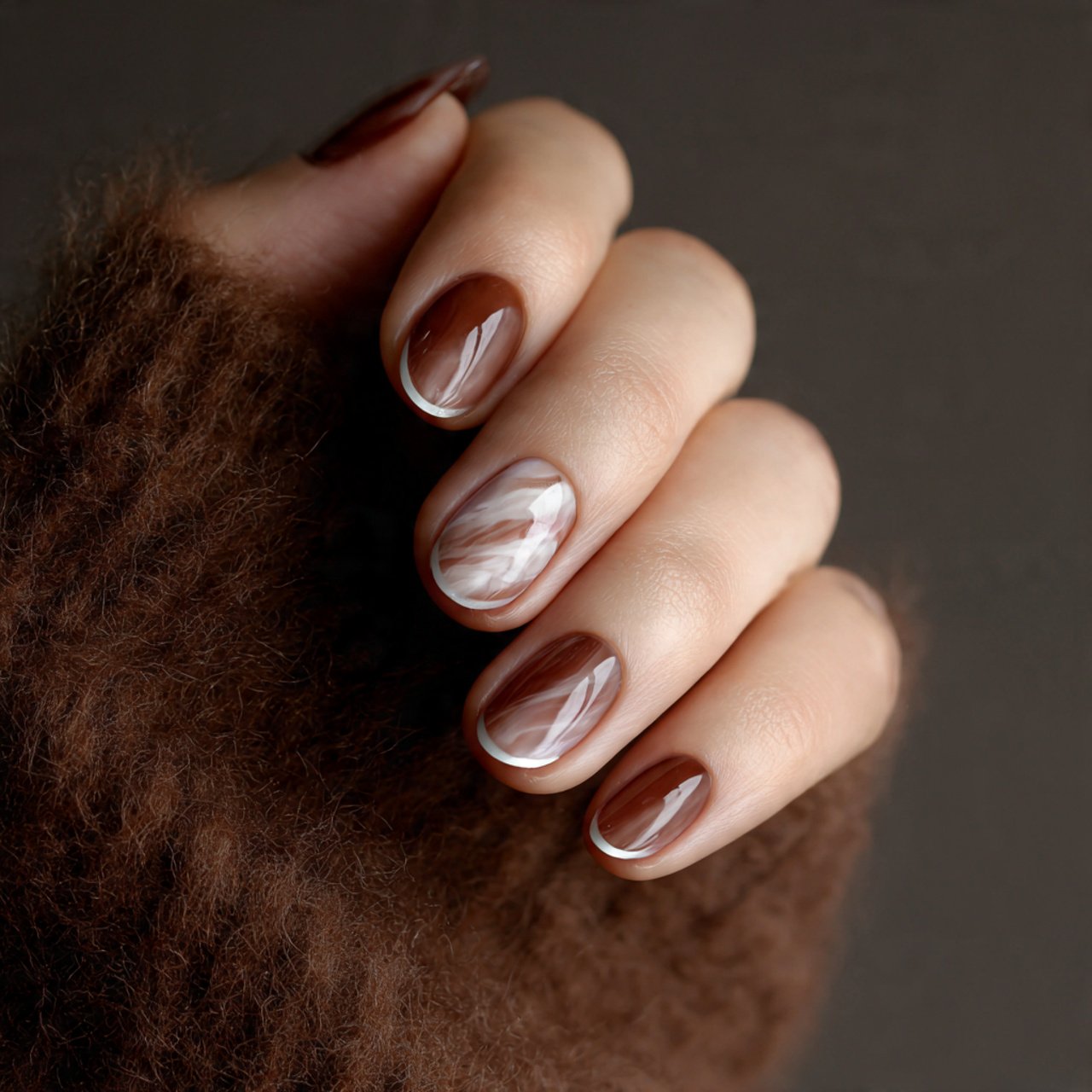 clean espresso micro french nature look nails