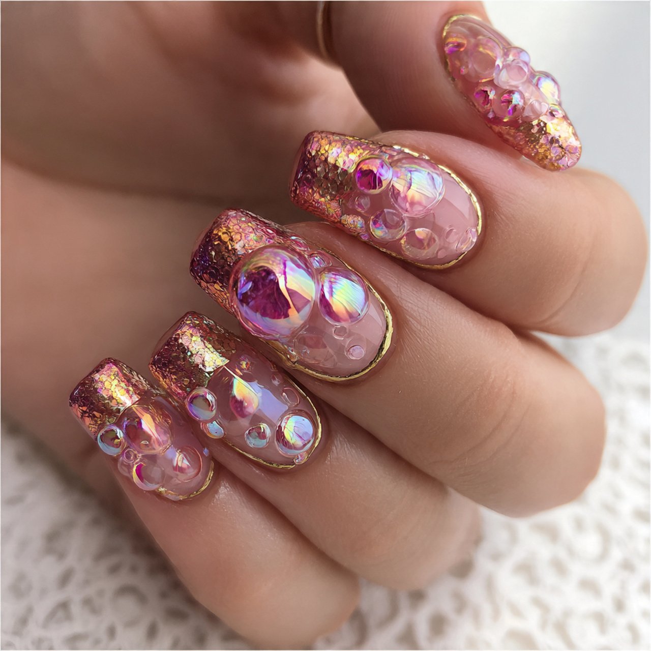 clear bubble 3d nails