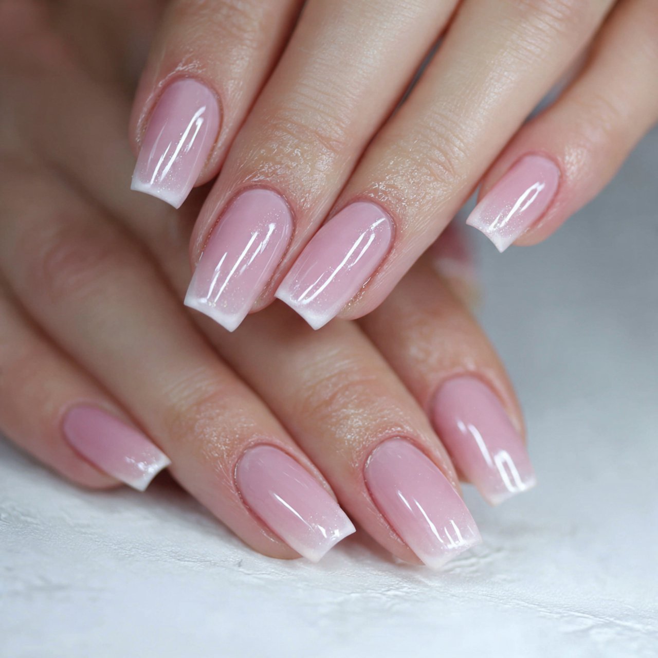 clear gloss nails with pink undertone elegant nail