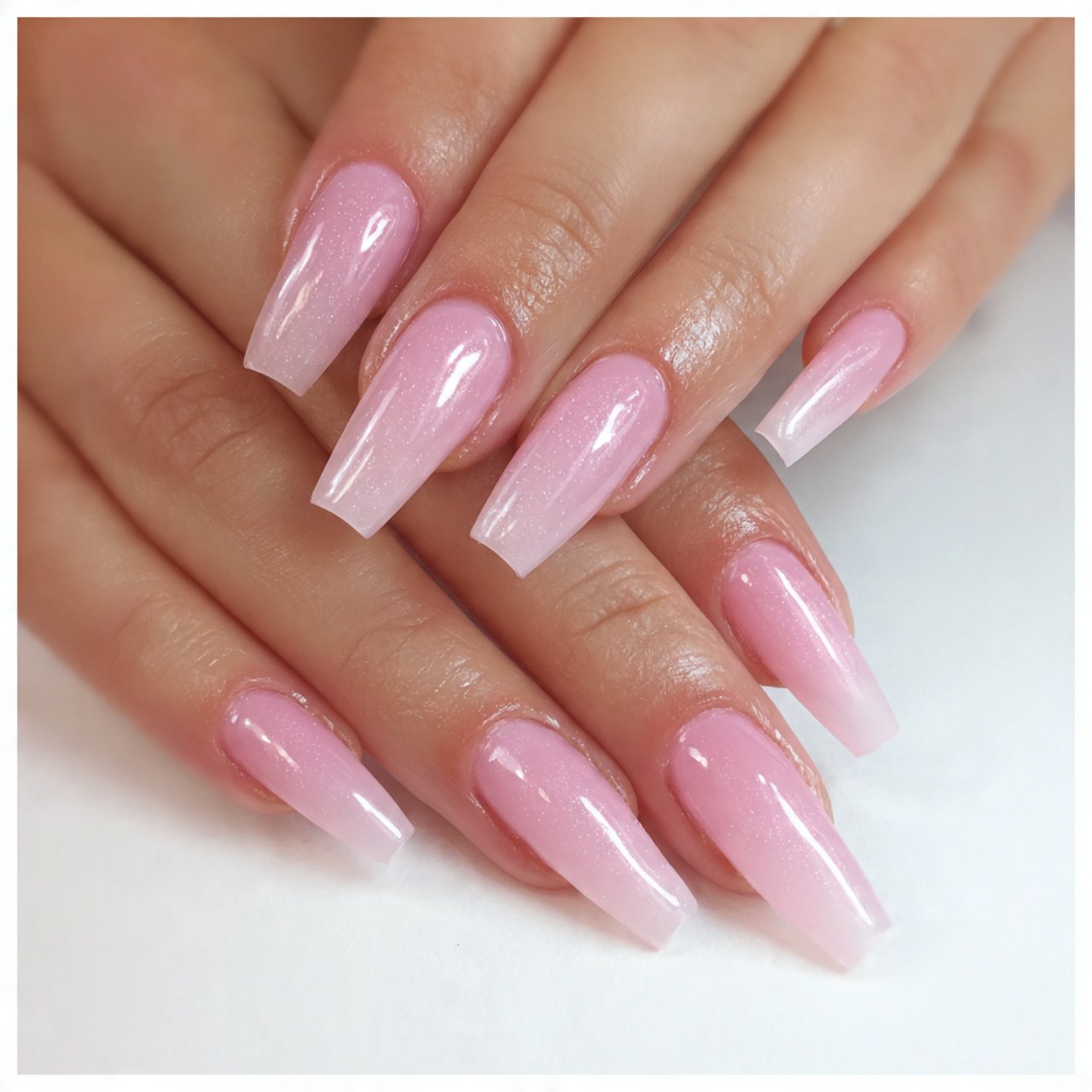 clear jelly pink coffin nails pretty nails