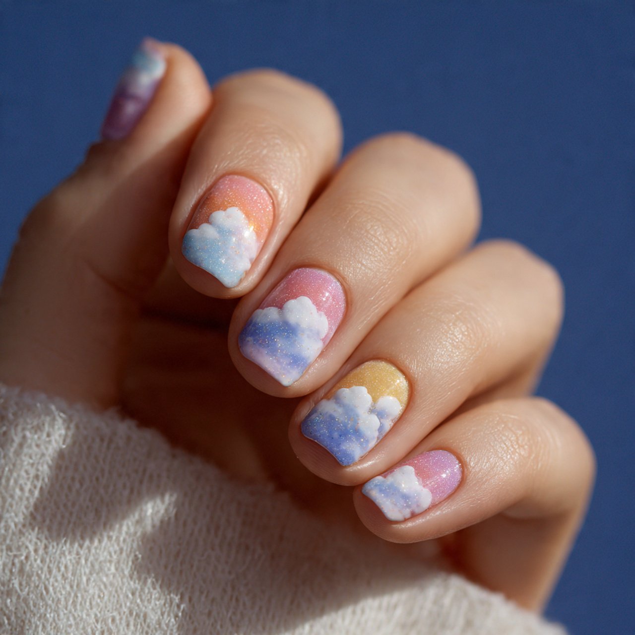cloud nail art tiny nails 1