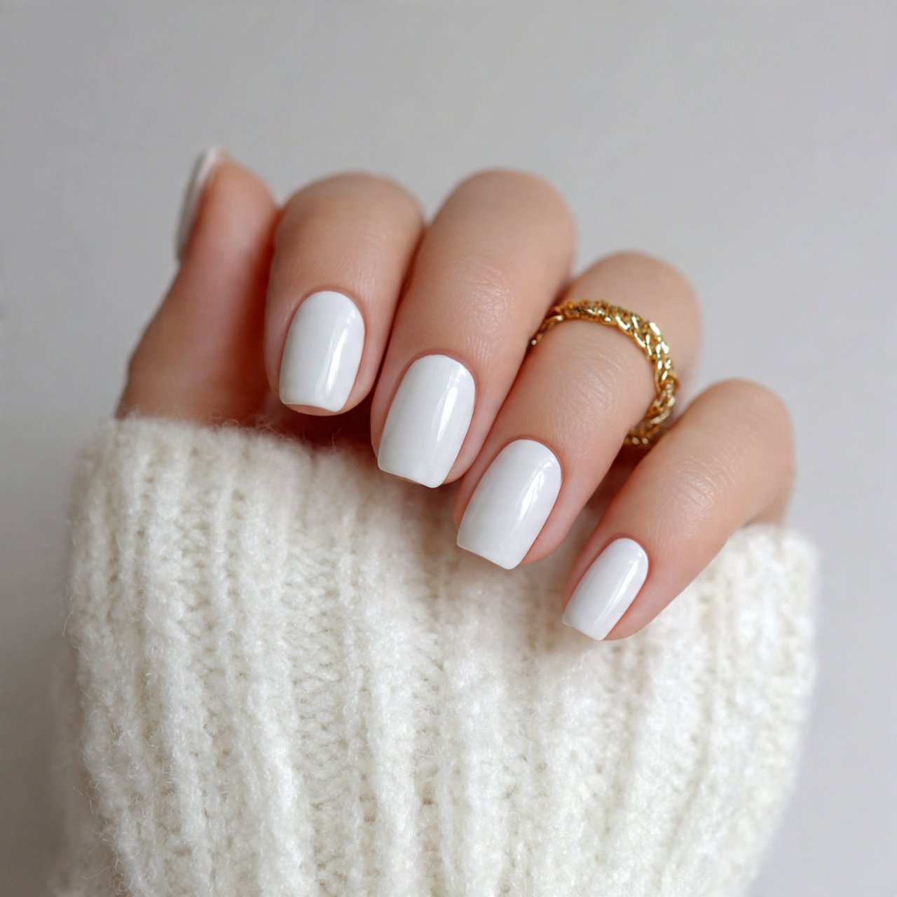 cloud white short squoval press on nails cute look